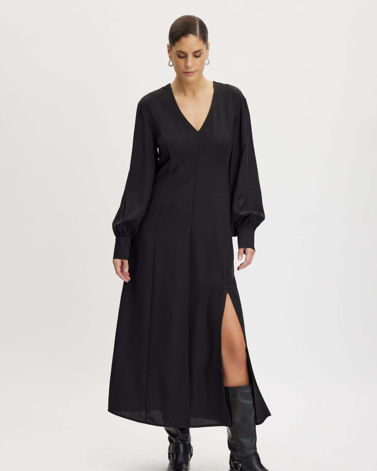 frylagz-midi-v-neck-dress-black_1.jpg Frylagz Midi V-Neck Dress - Black