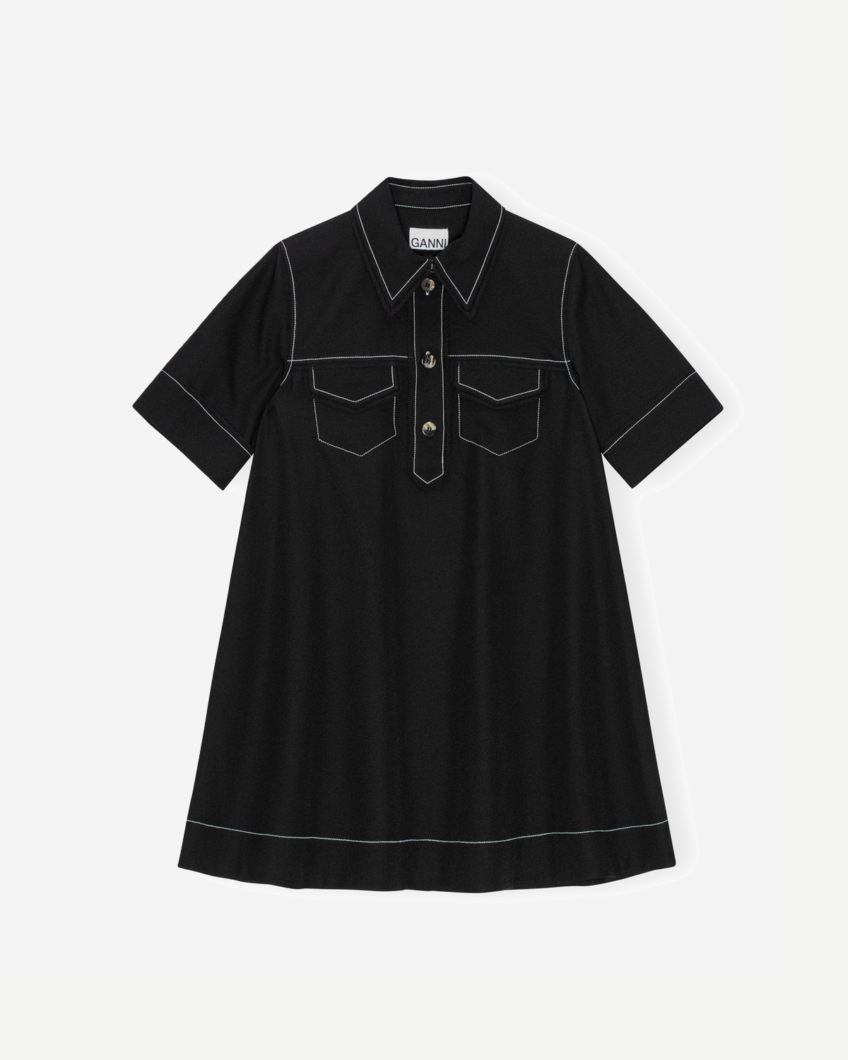 Crepe Sable Mini Dress - Black