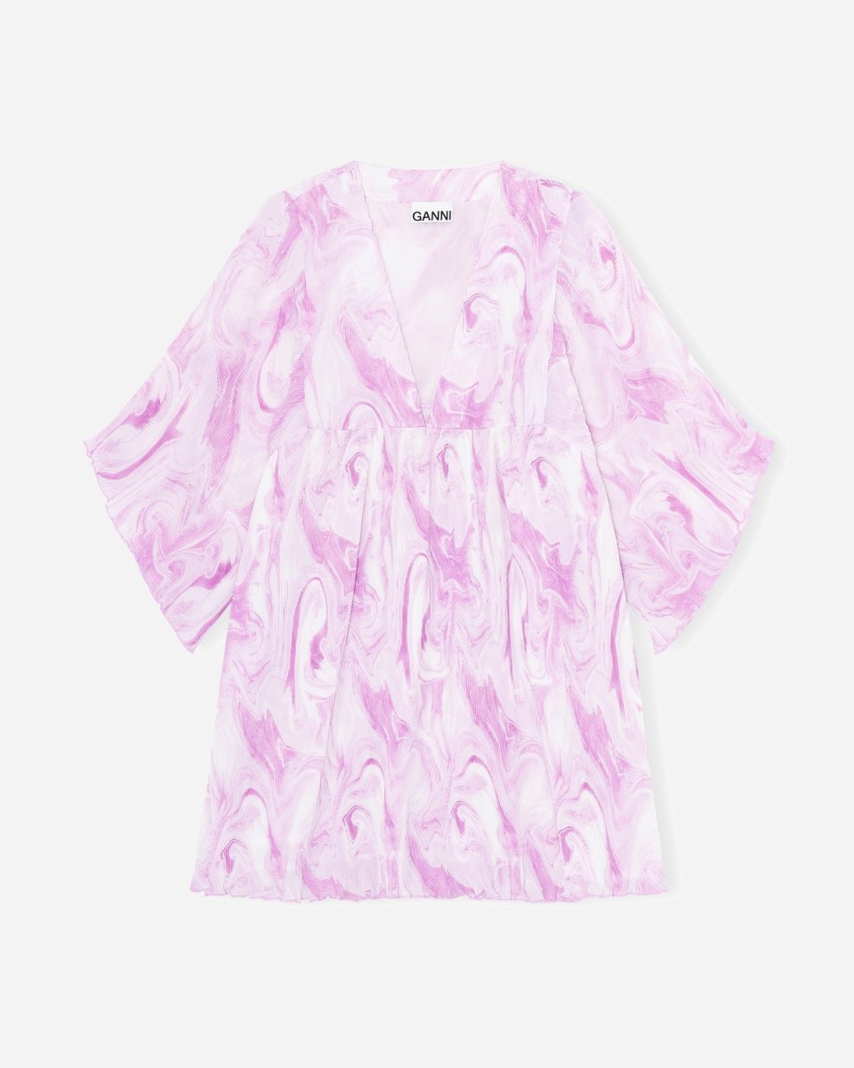 Pleated Georgette Mini Dress - Orchid