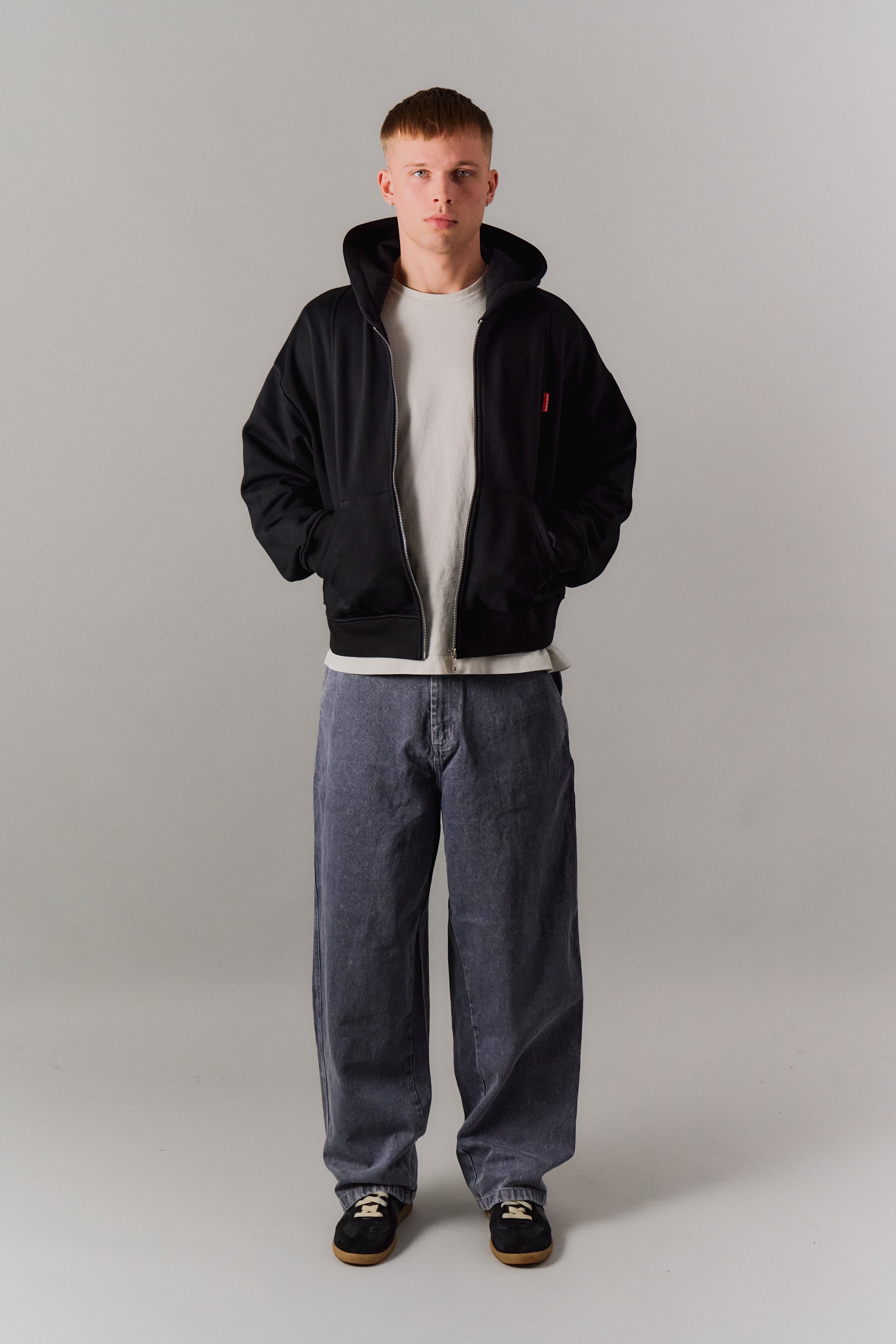 Grey Washed Baggy Jeans