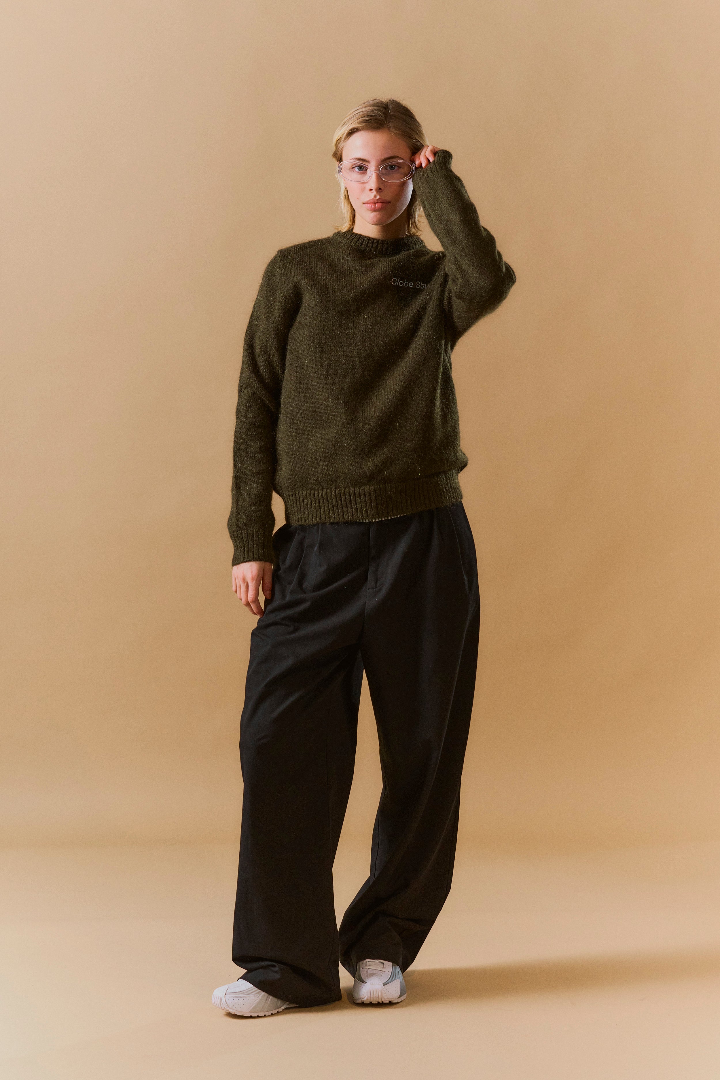 Mohair Blend Pullover 'Oliven' Levere
