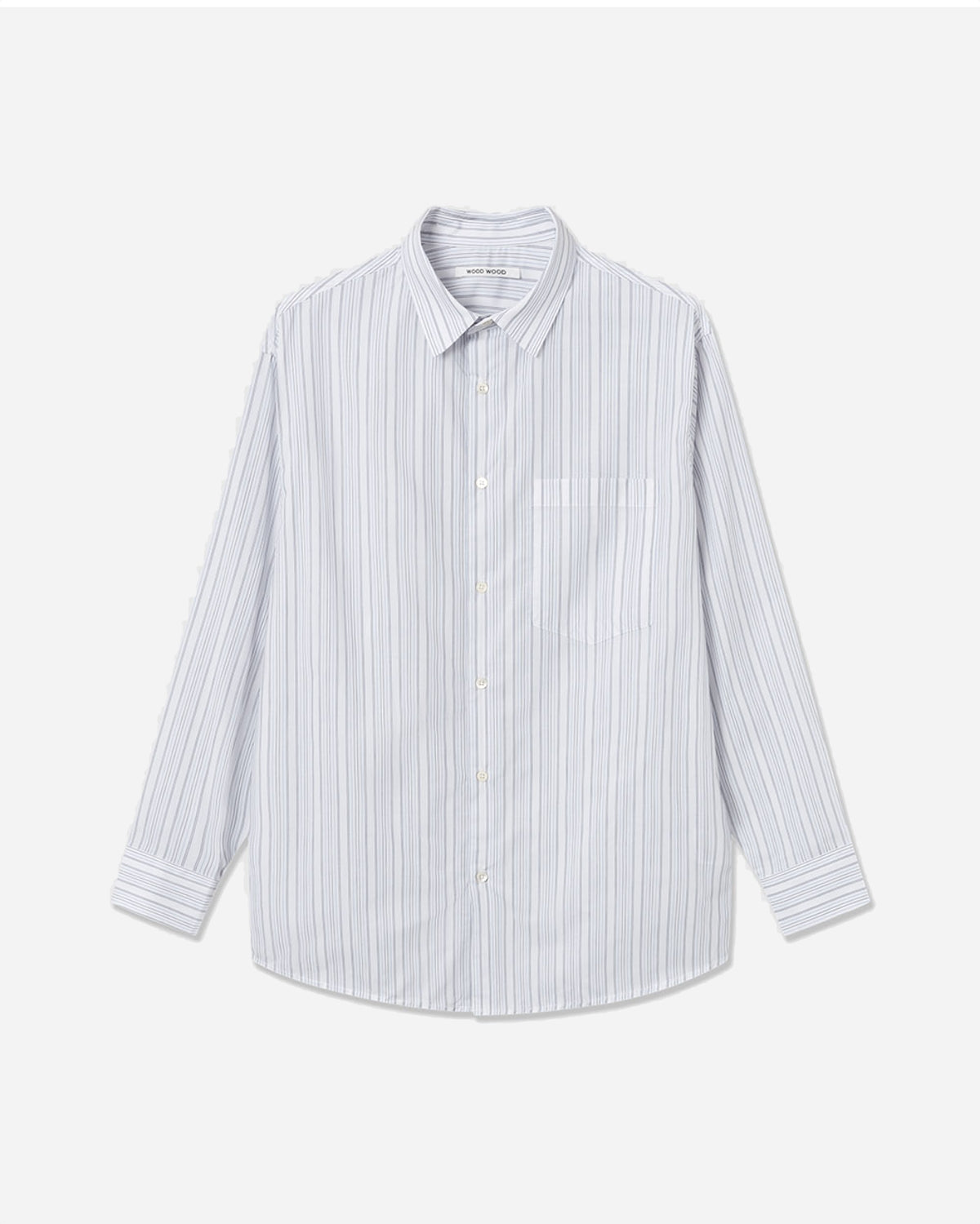 Nico Poplin Stripe Shirt - Blue Stripes Udsalg