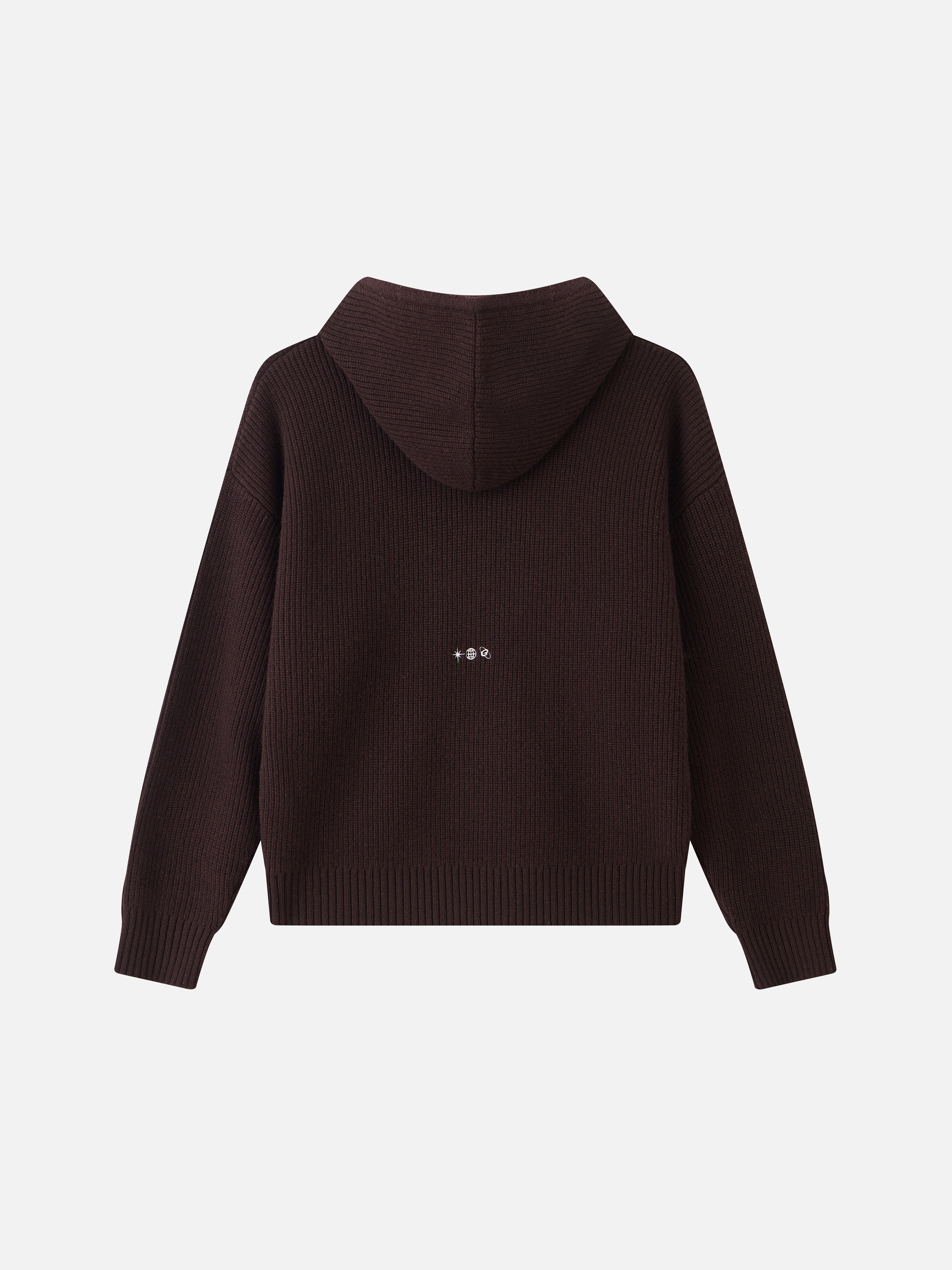 Rib Wool Knit Hoodie 'Brown'