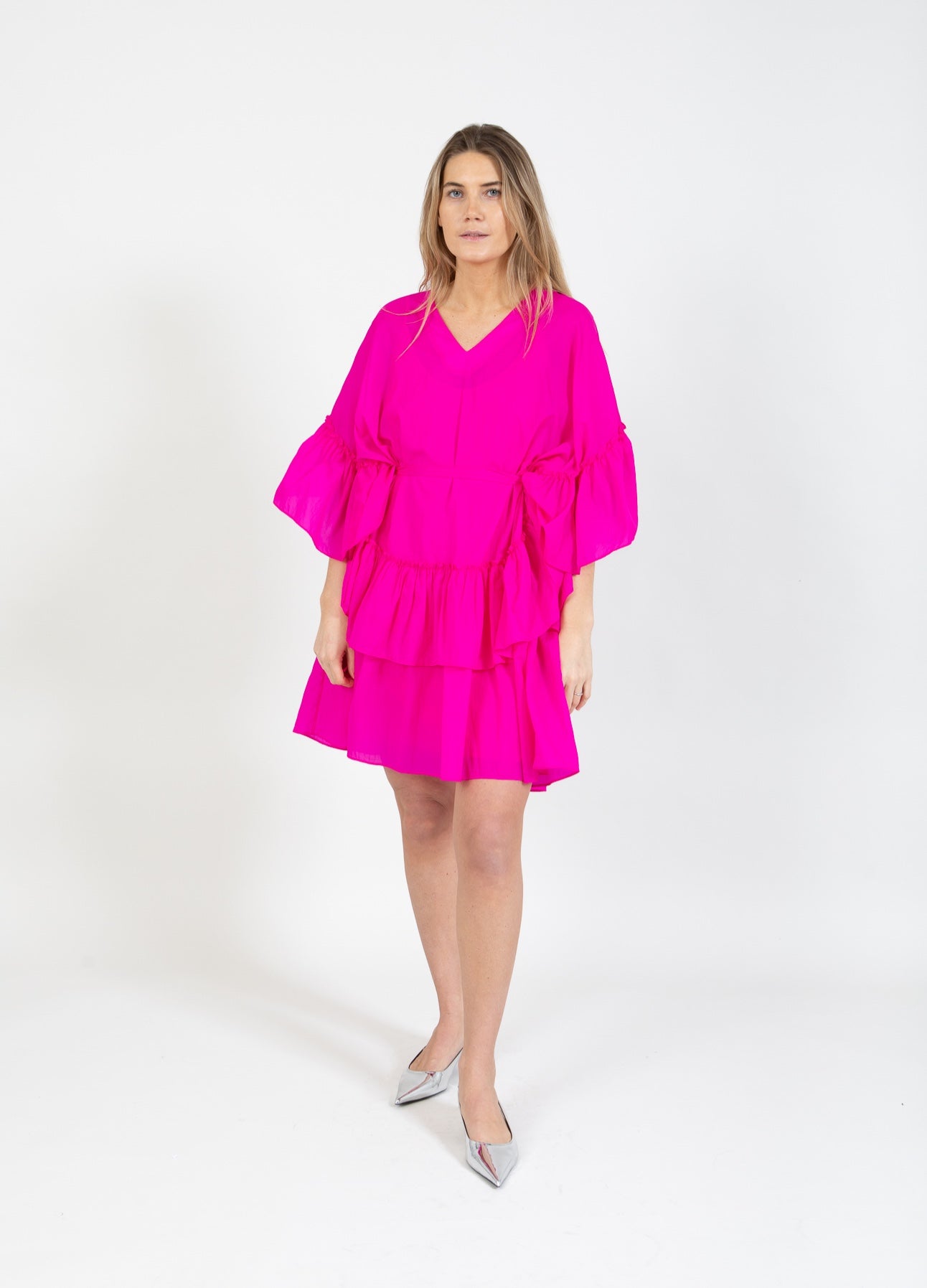 KJOLE MED VIDE FLÆSER - Bright pink
