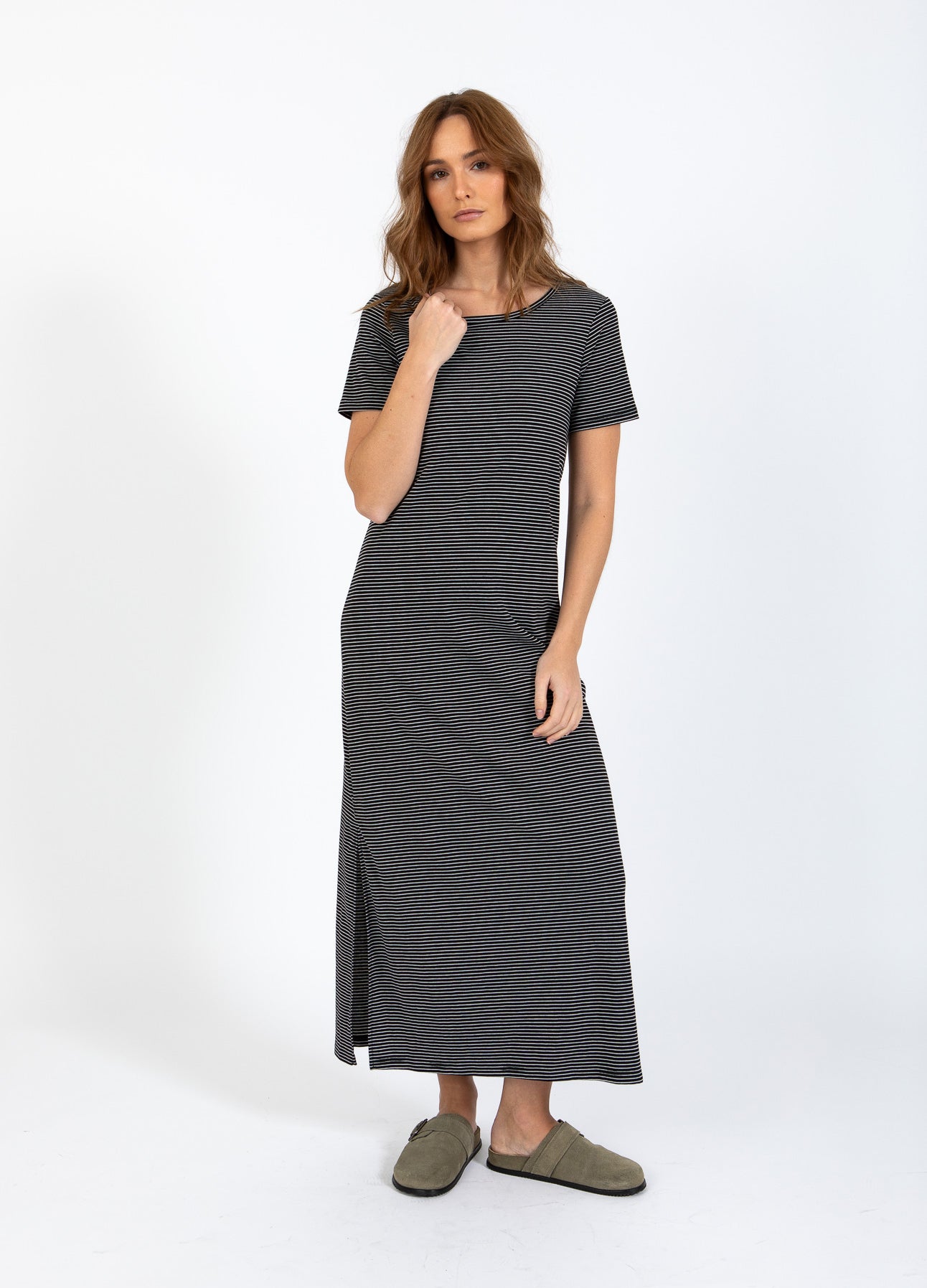 CC HEART ELYSE LØS KJOLE - Black/white stripe