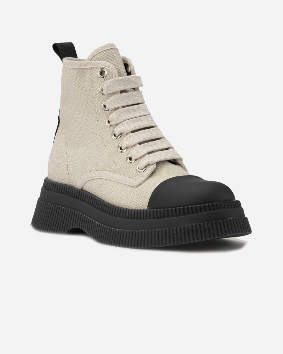 Creepers Textile Lace Up Boot - Egret Levere