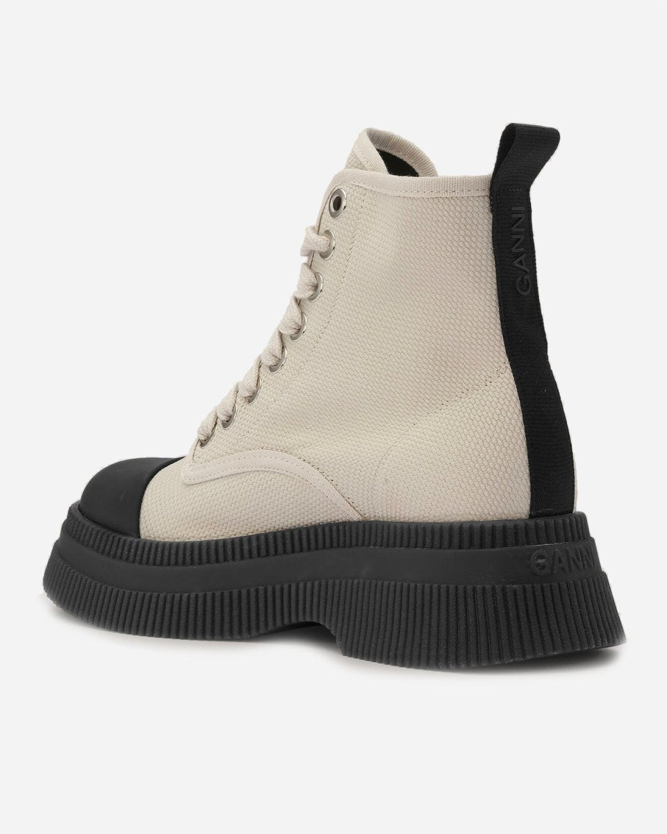 Creepers Textile Lace Up Boot - Egret Levere