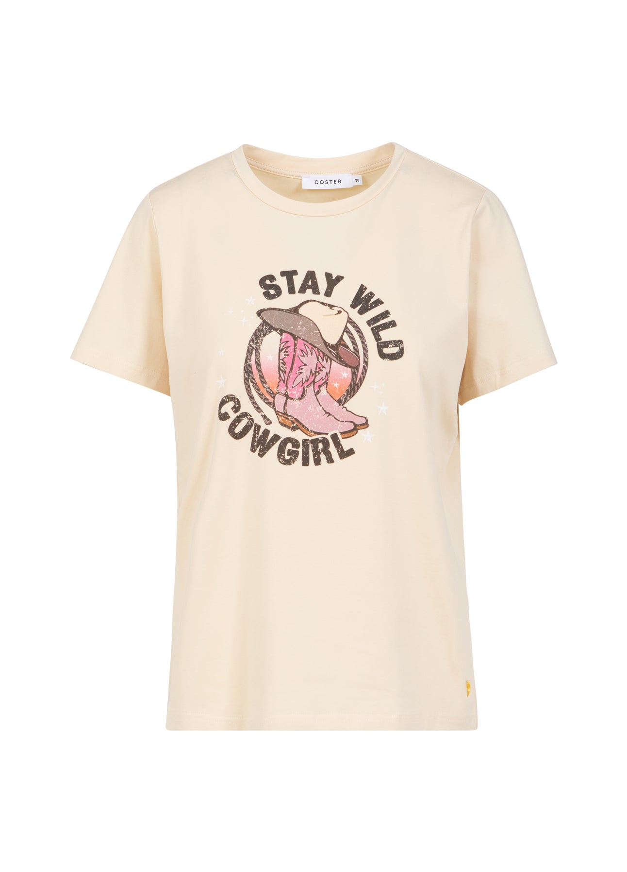 T-SHIRT MED COWGIRL STØVLER PRINT - Off White