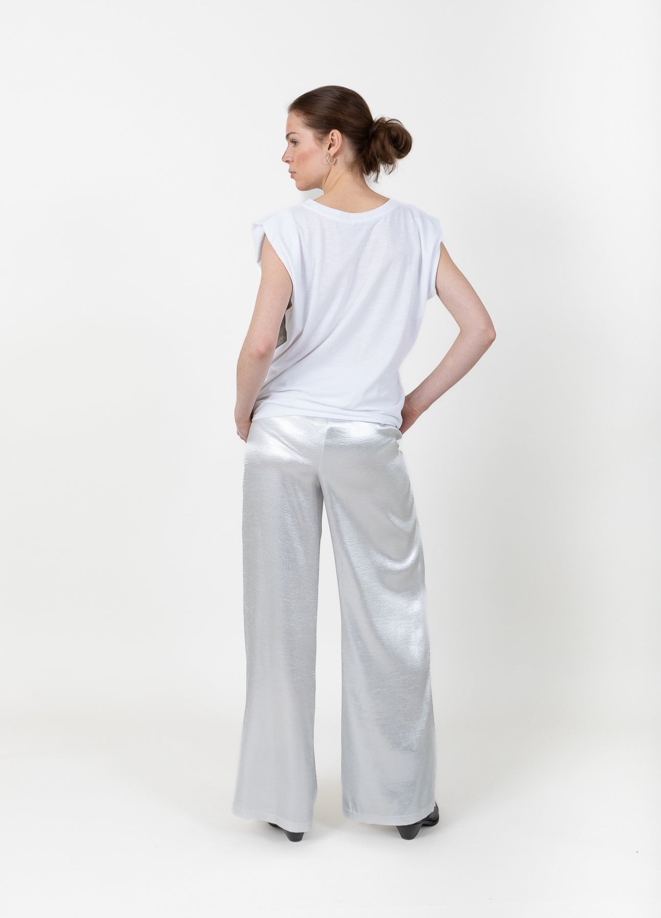 T-SHIRT MED SLØRET STRIBE - White/shadow green stripes
