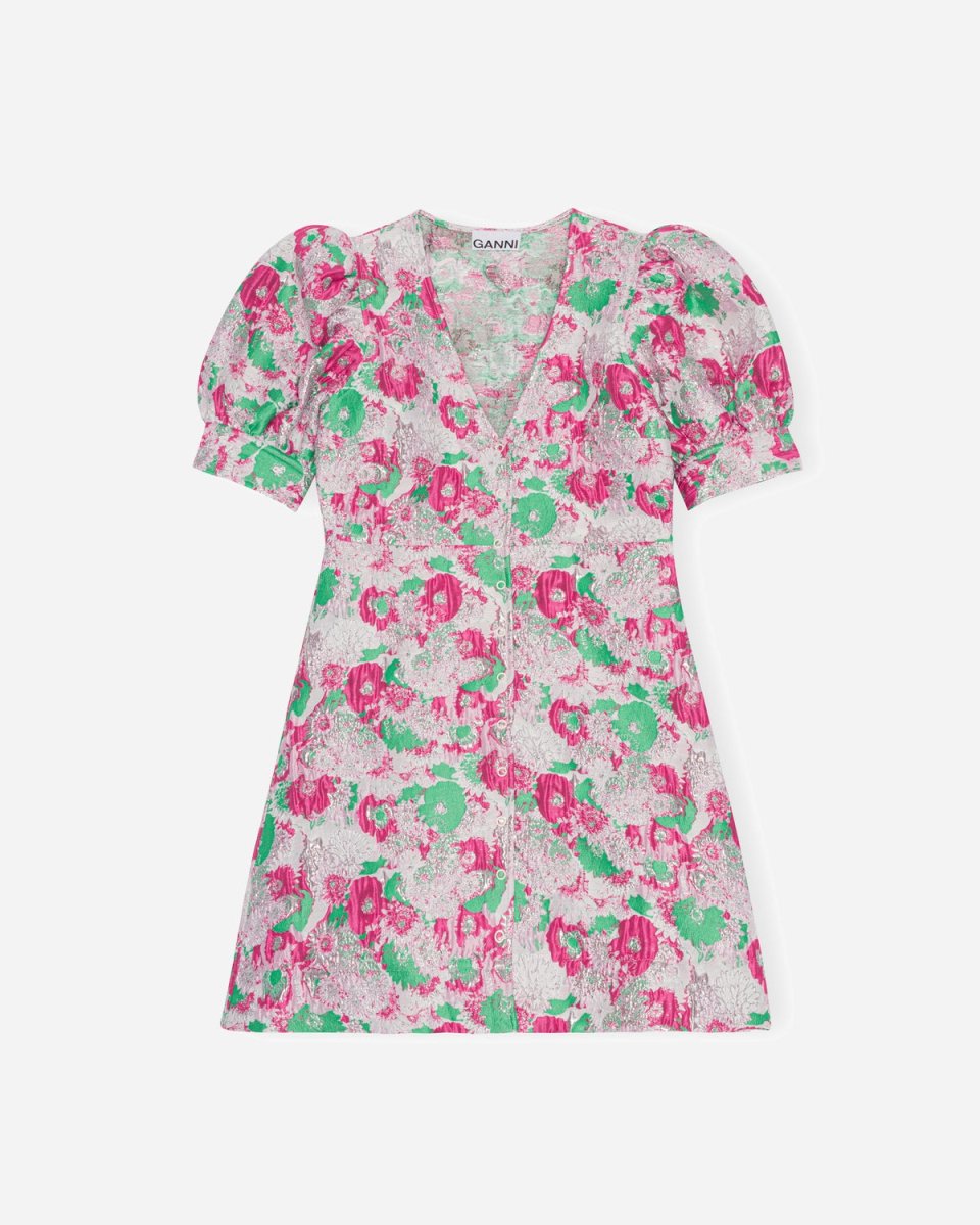 3D Jacquard Button Down Mini Dress - Sugar Plum