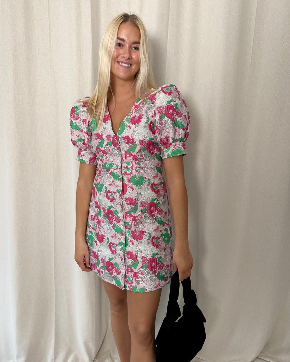 3D Jacquard Button Down Mini Dress - Sugar Plum