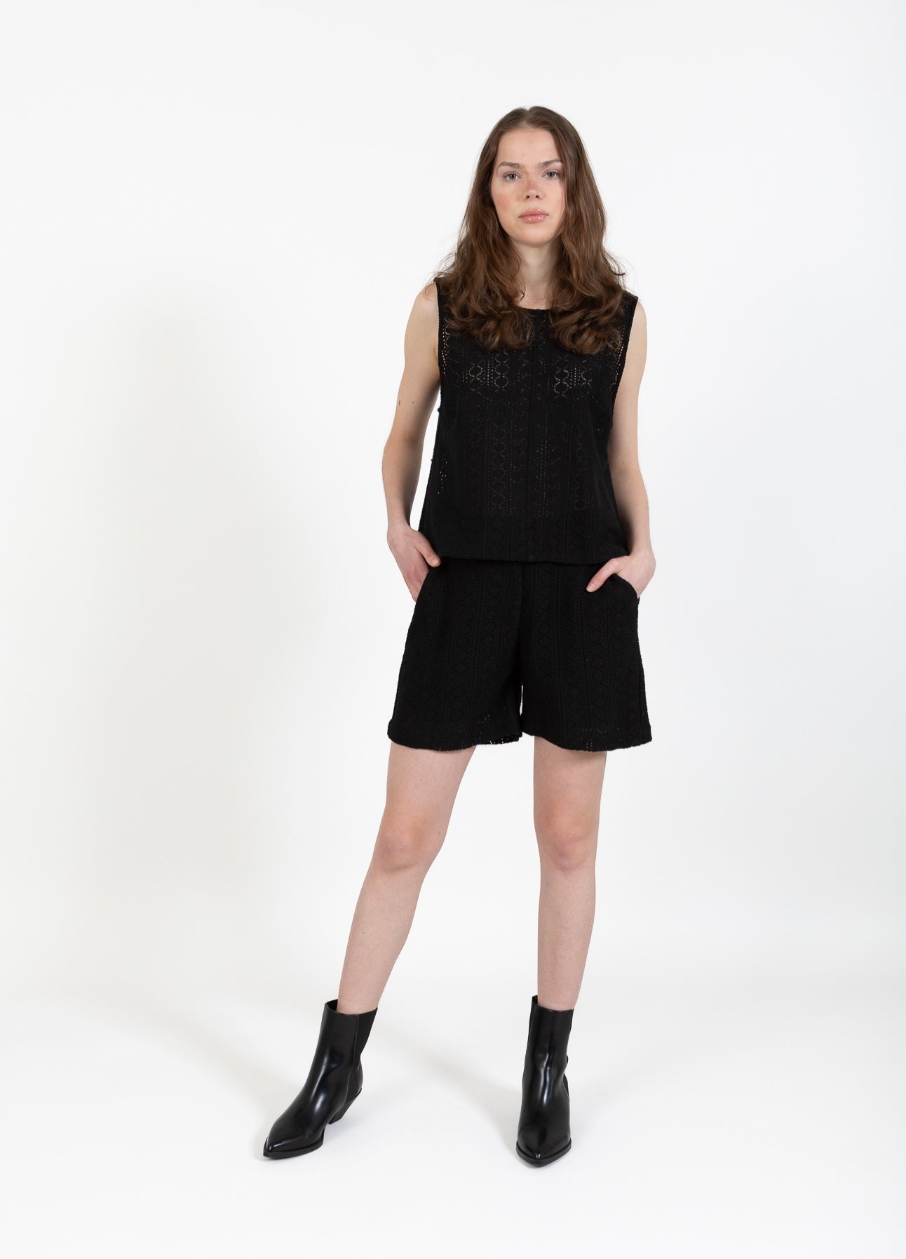 CC HEART ARIA HÆKLEDE SHORTS - Black