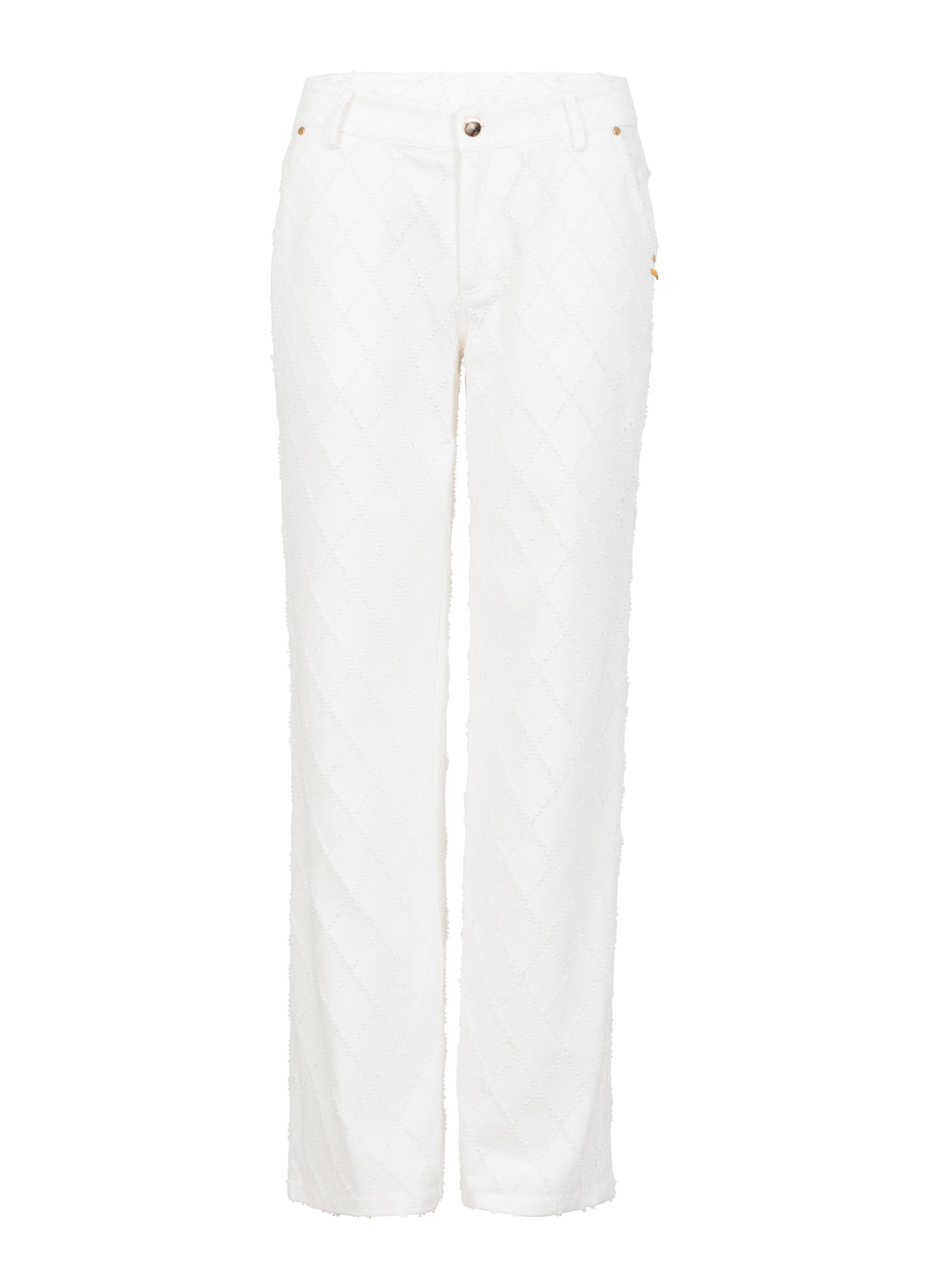 DENIM BUKSER MED STRUKTUR - PETRA FIT - White