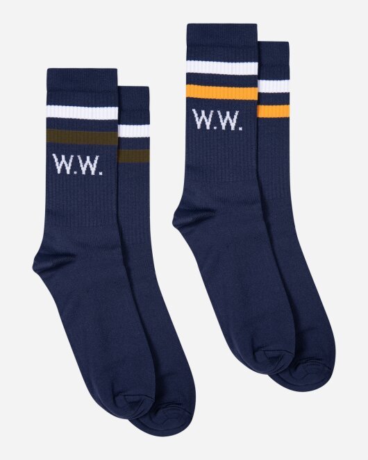 Gail 2-pack socks - Navy Stripes