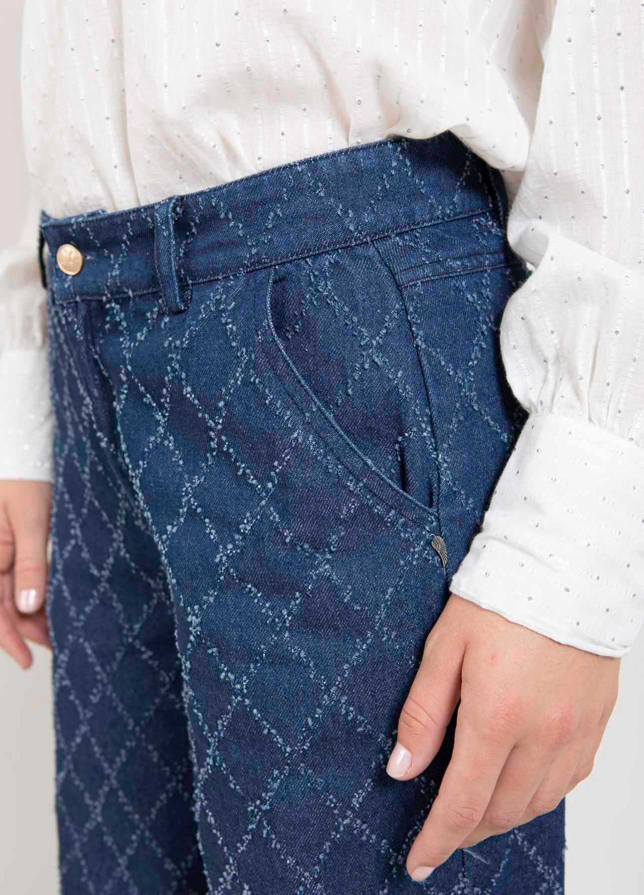 BUKSER MED STRUKTUR - PETRA FIT - Blue denim Online nu