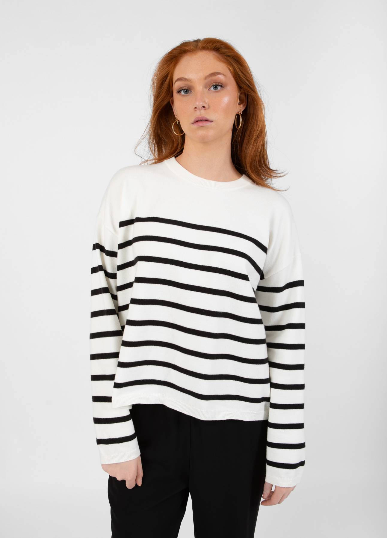 CC HEART COLLINS STRIK ÅBEN RYG SWEATER - Offwhite/black stripe Online