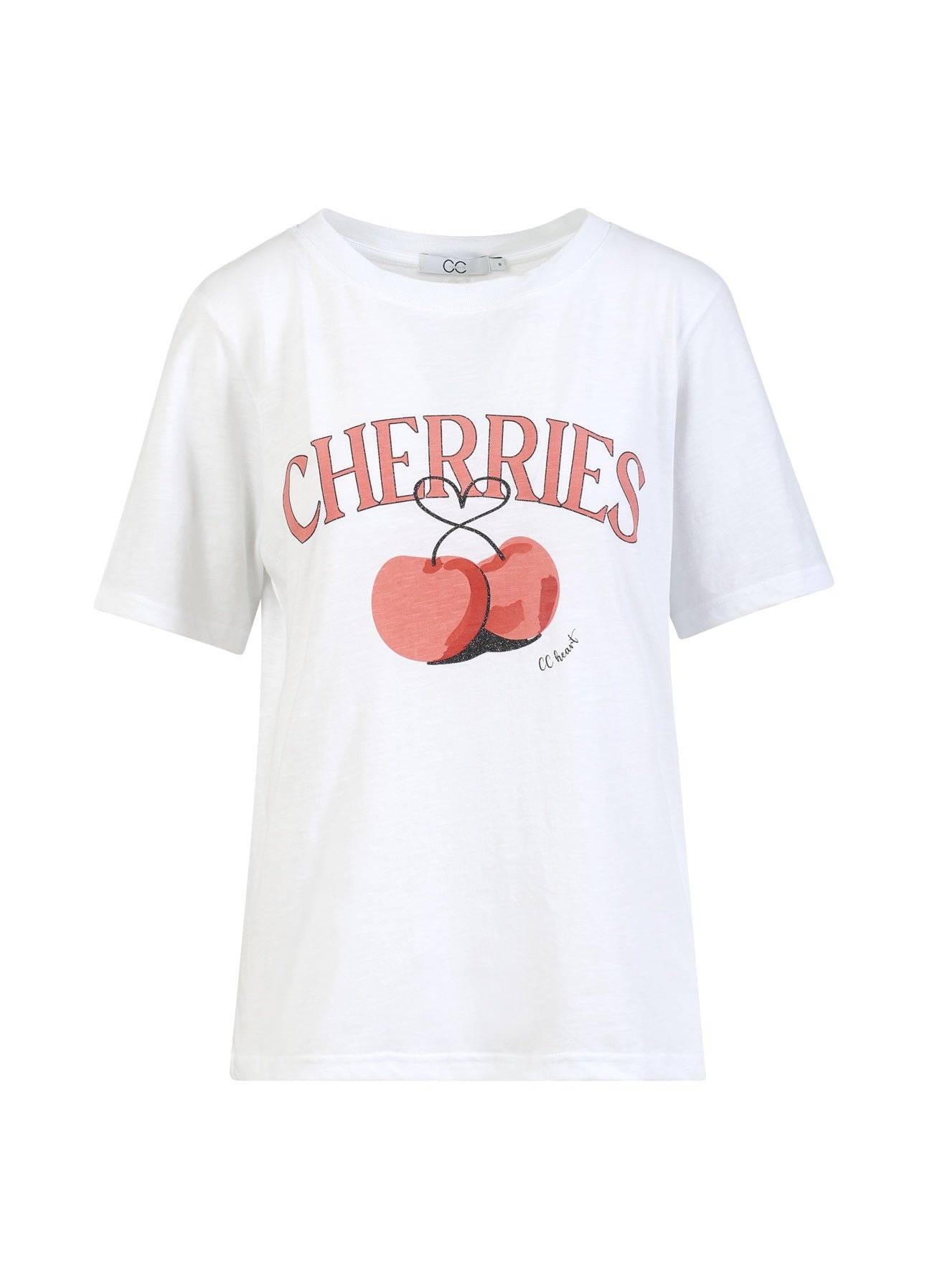 CC HEART KIRSEBÆR T-SHIRT - MIDI ÆRME - White