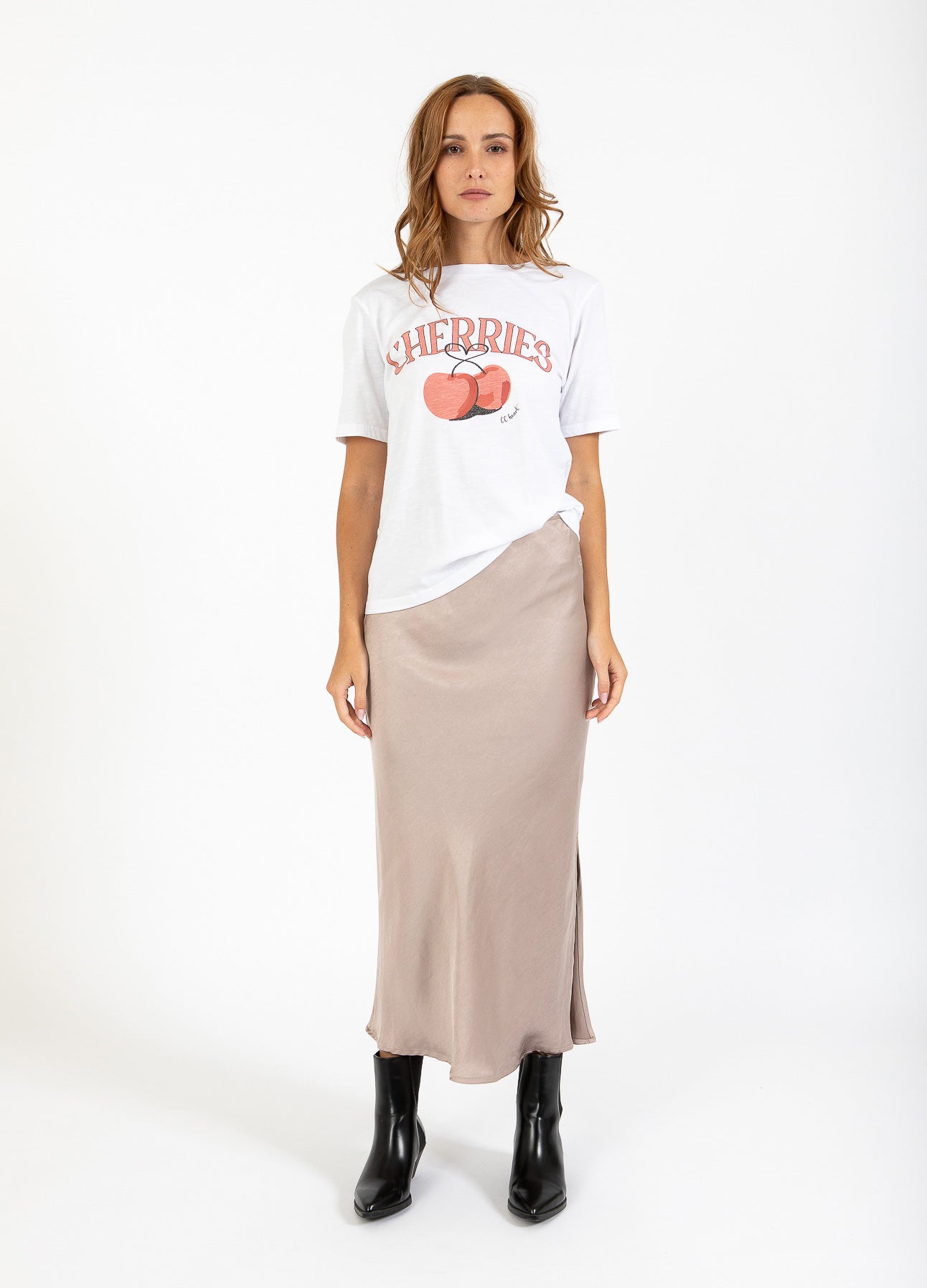 CC HEART KIRSEBÆR T-SHIRT - MIDI ÆRME - White