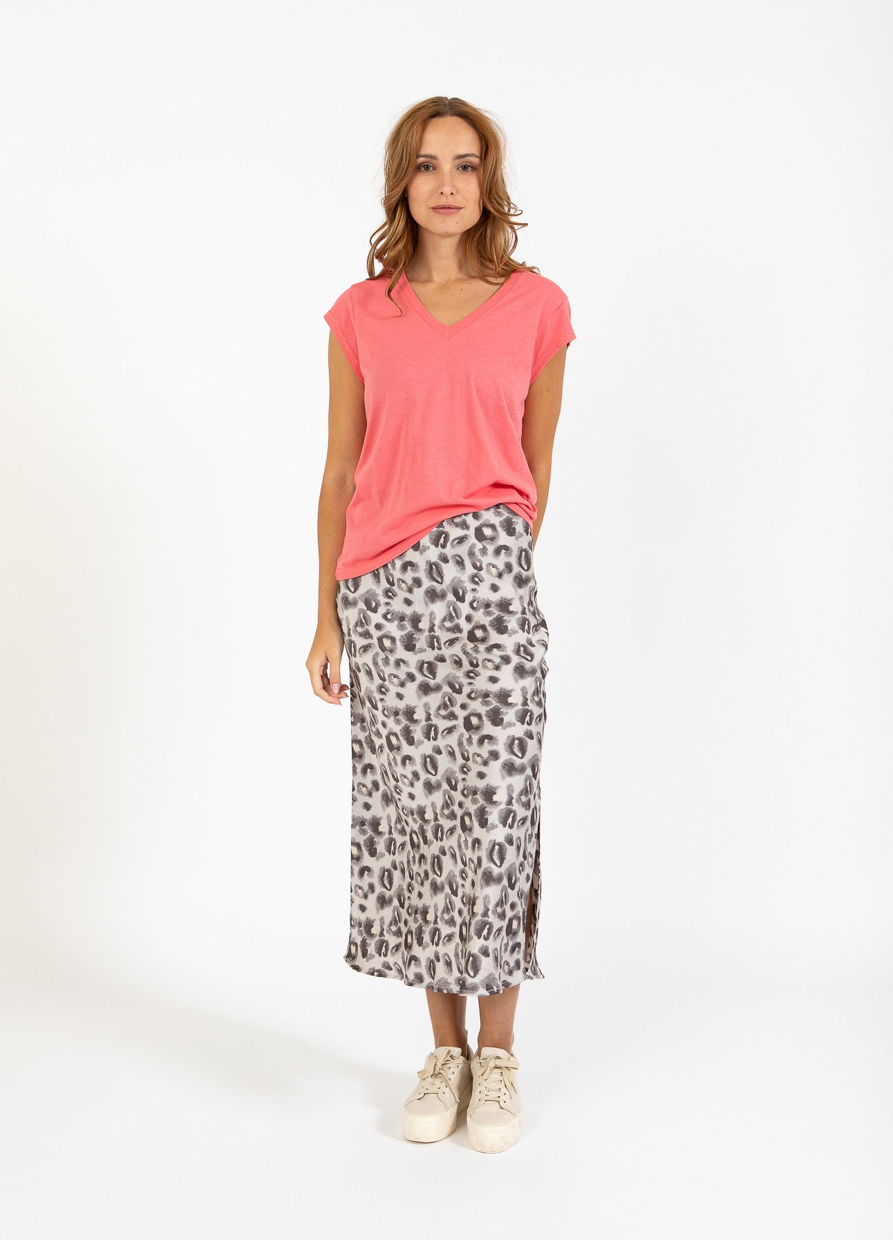 CC HEART V-HALS T-SHIRT - Coral paradise Udsalg