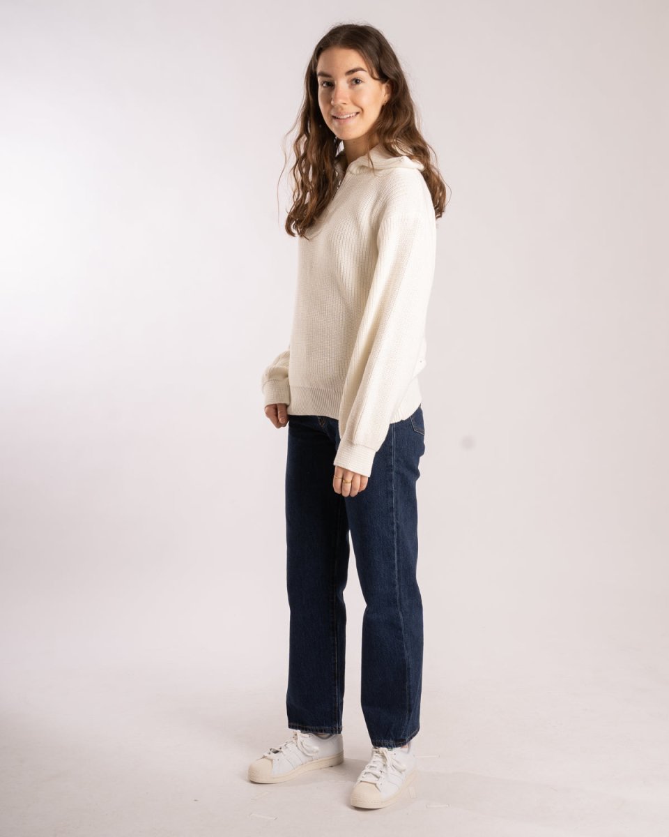Half Zip Sweater - White på udsalg