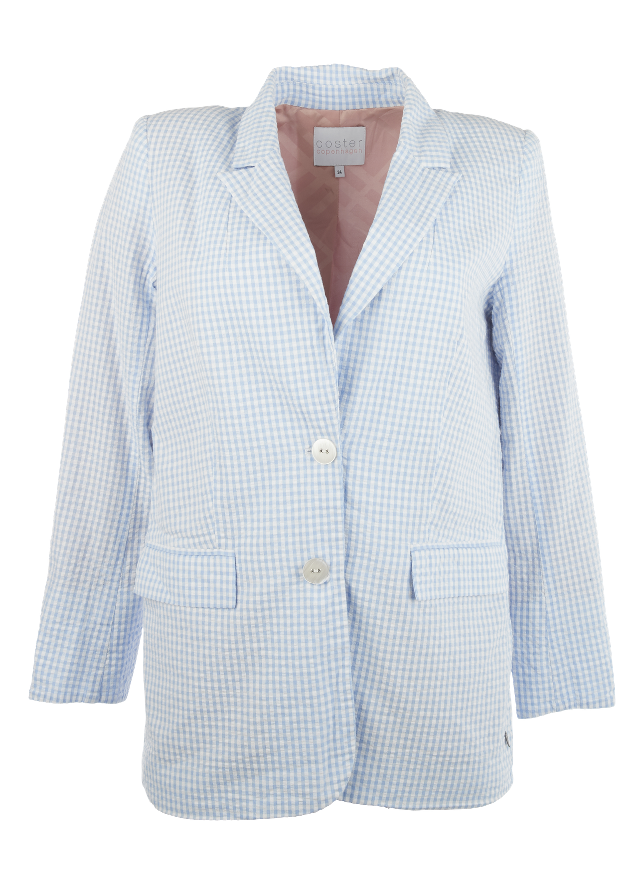 PRE-LOVED Blazer med knappelukning - Baby blue checks