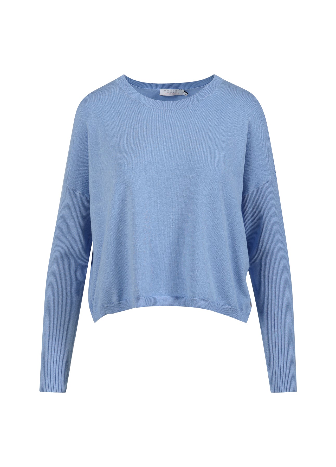 STRIK MED DROP-SKULDRE OG STRAMME ÆRMER - Ice blue Online
