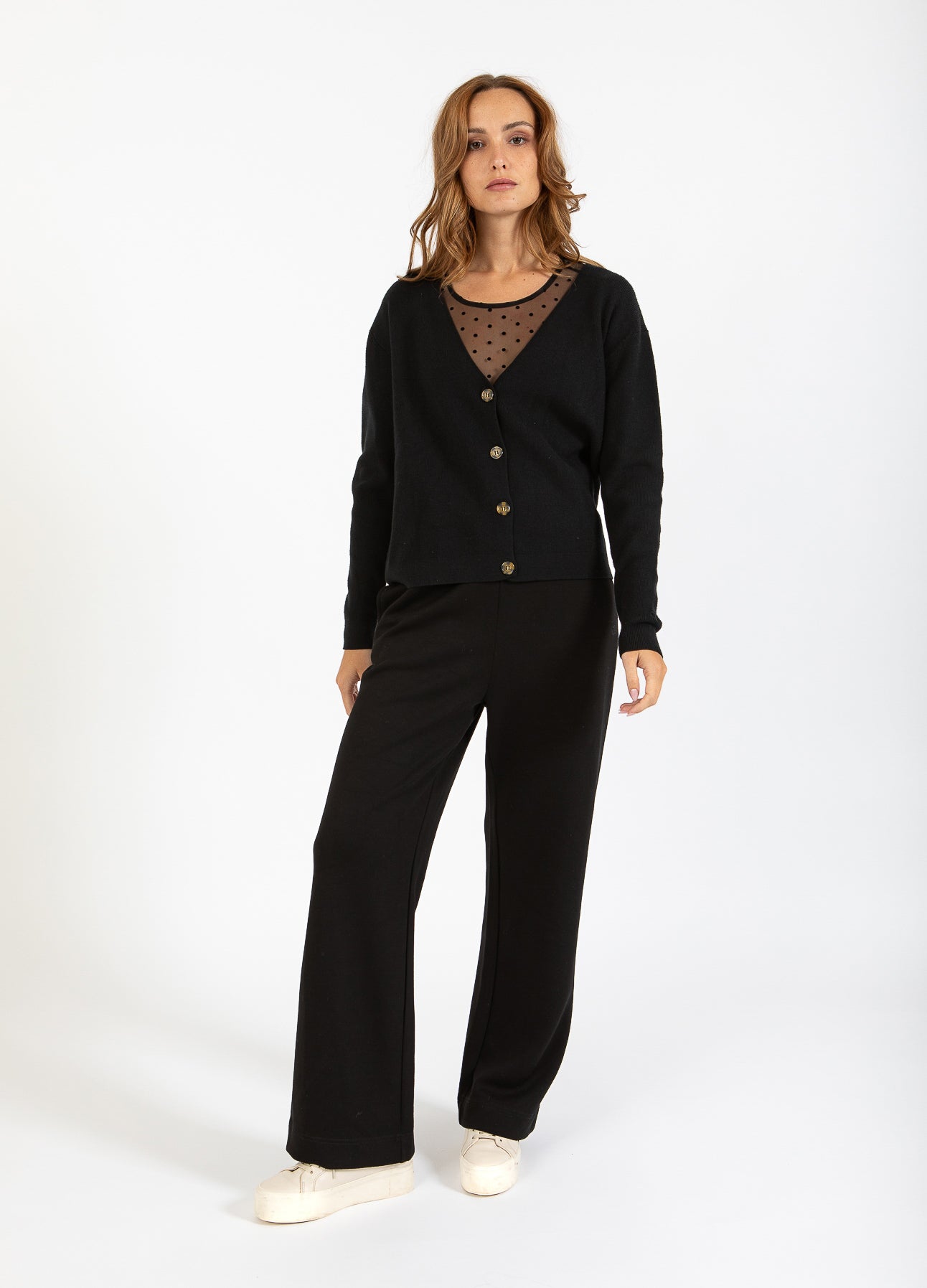 CC HEART ALMA BLØD STRIK CARDIGAN - Black