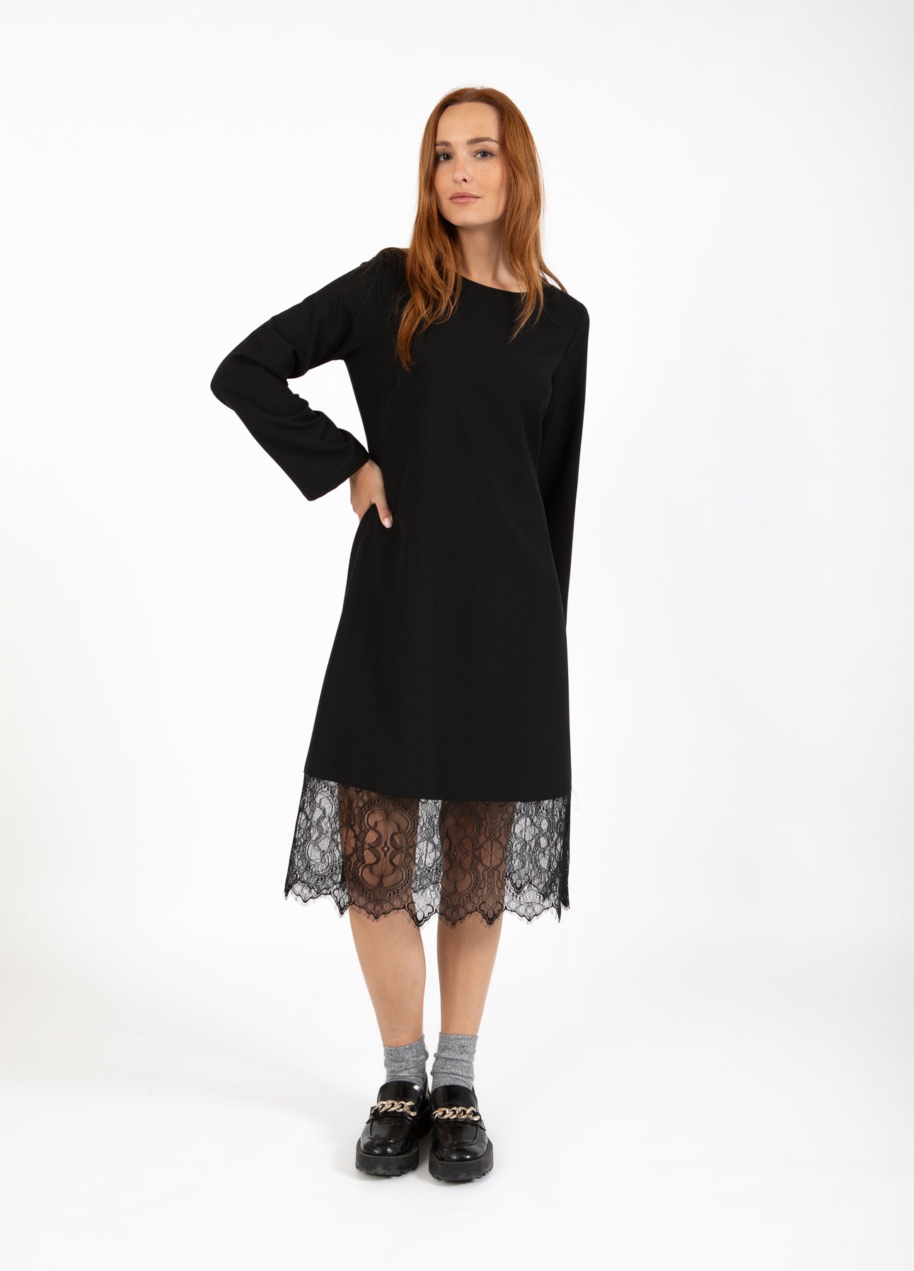 CC HEART AMALIA KJOLE MED BLONDE KANT - Black
