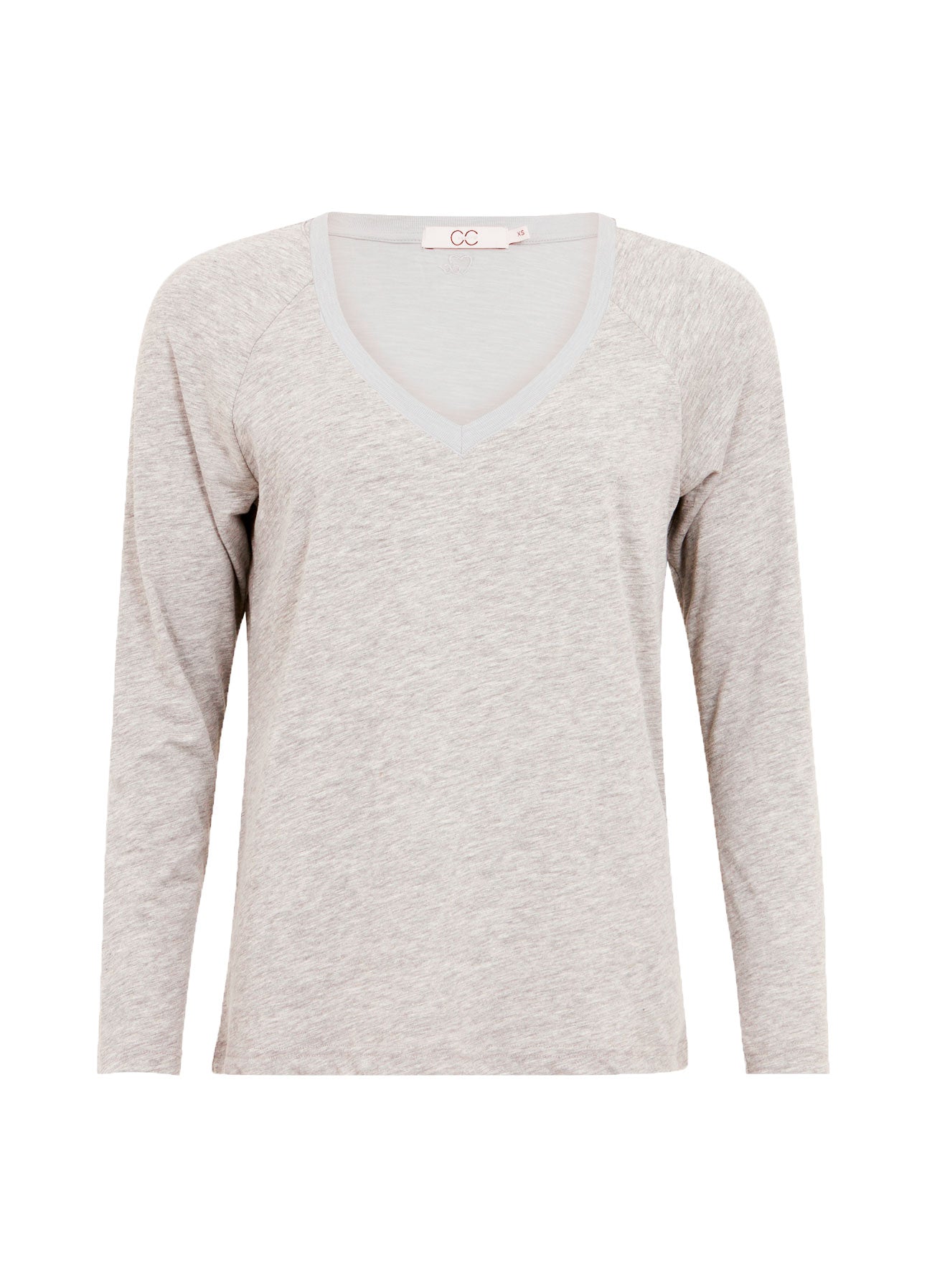 CC HEART LANGÆRMET V-HALS T-SHIRT - Light grey melange