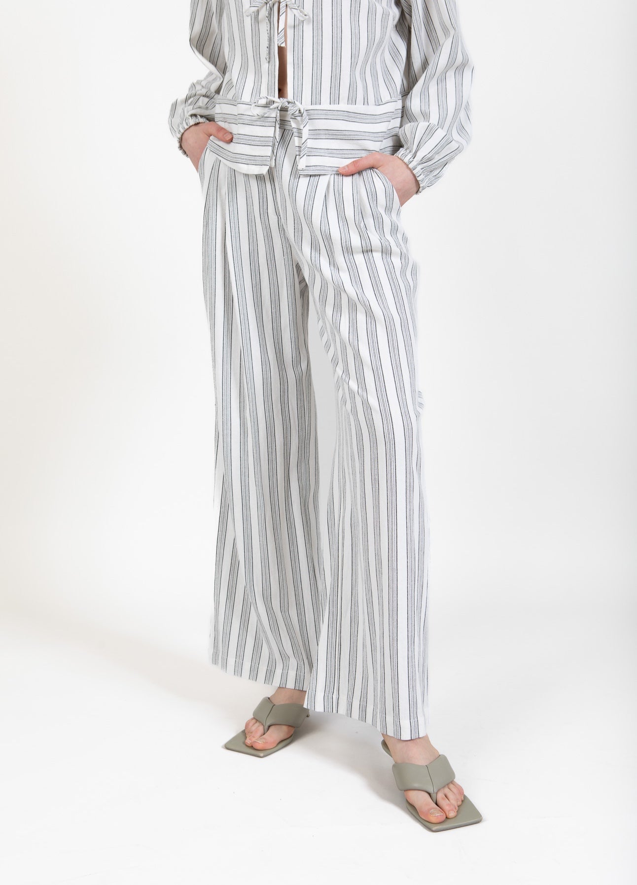CC HEART LINA LØSE BUKSER I HØR LOOK - Cream/black stripes