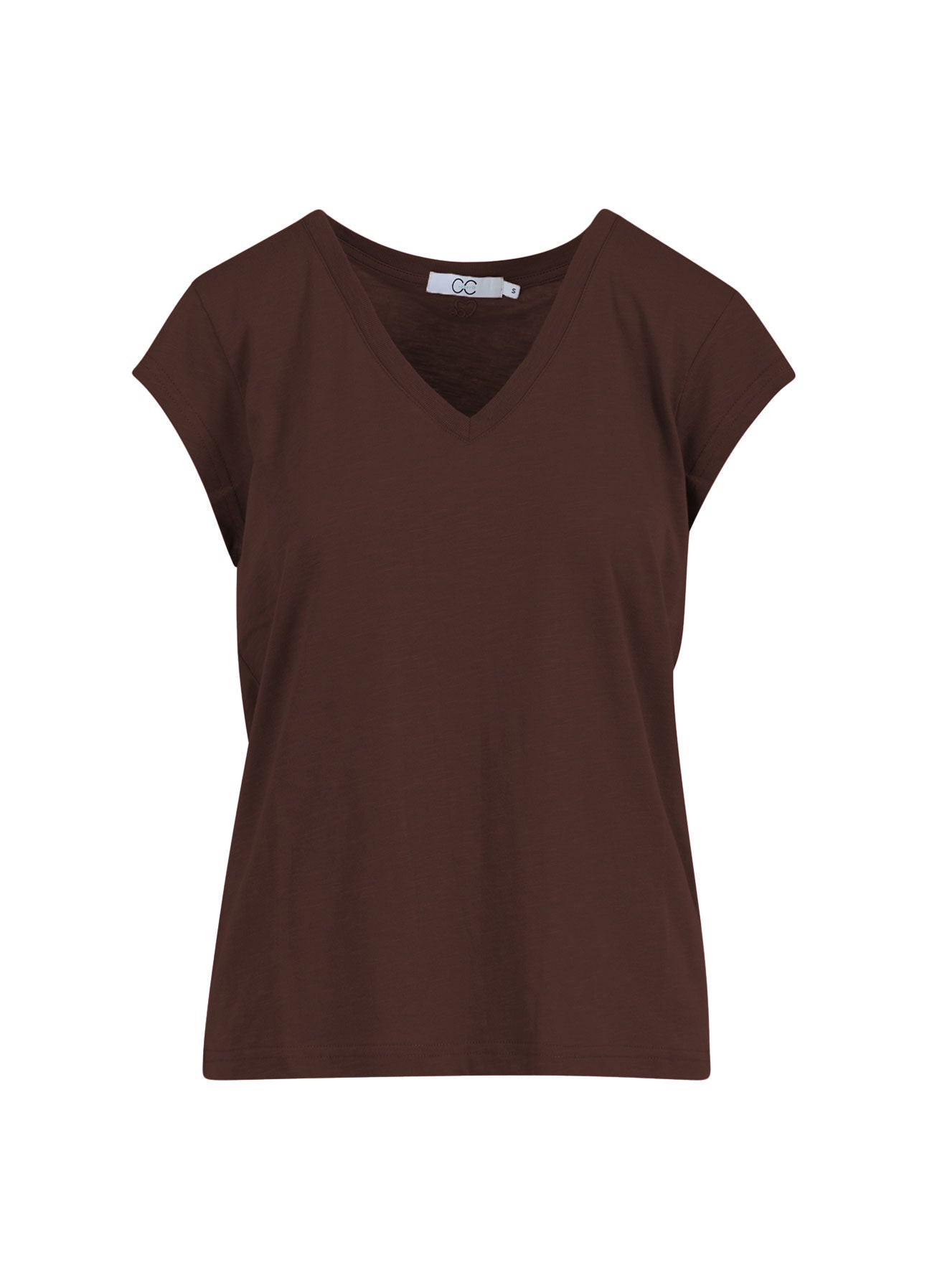 CC HEART V-HALS T-SHIRT - Chocolate nut Udsalg