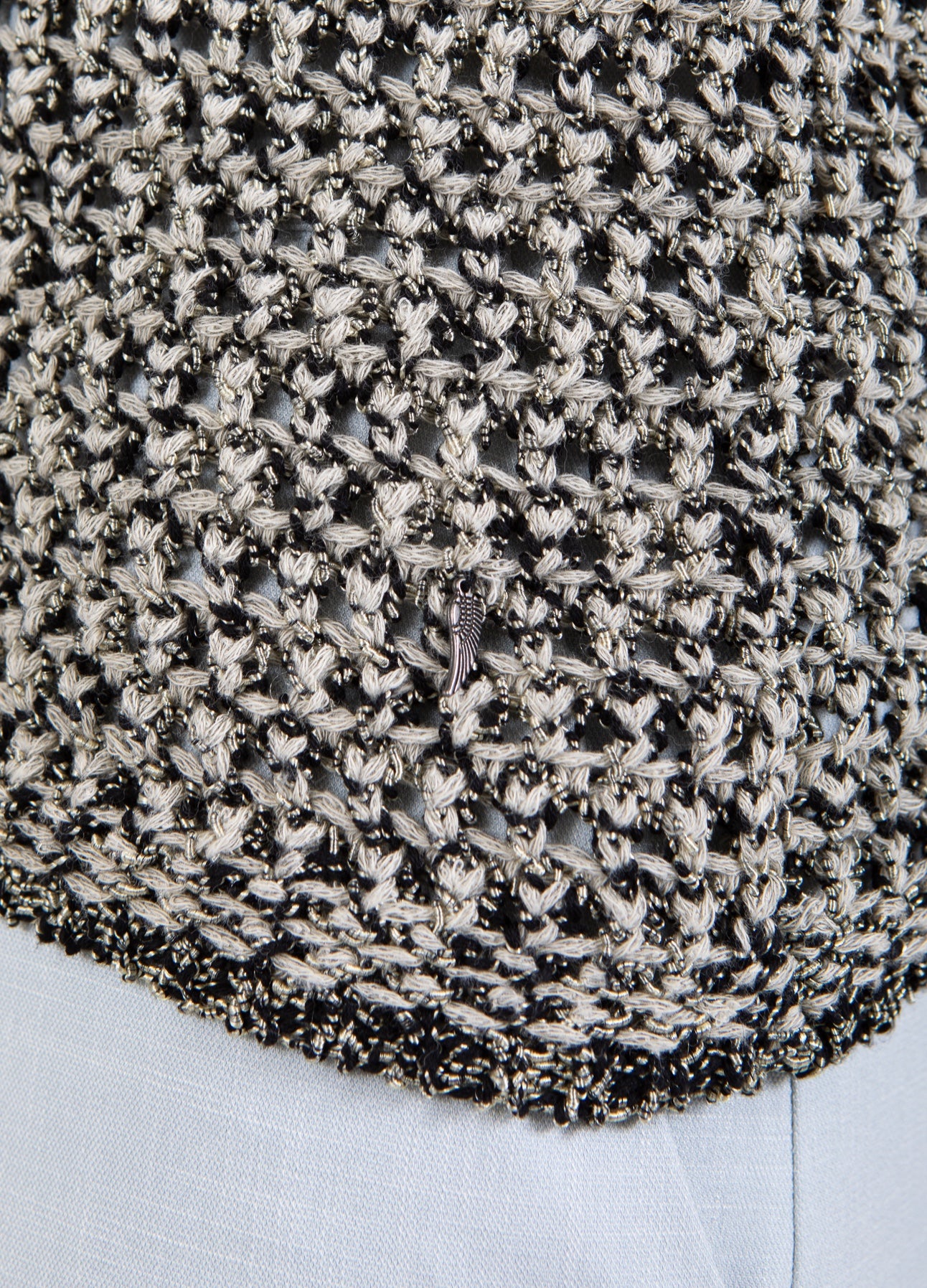 STRIKKET BLUSE MED TEKSTUR - Black/creme stripe Online salg