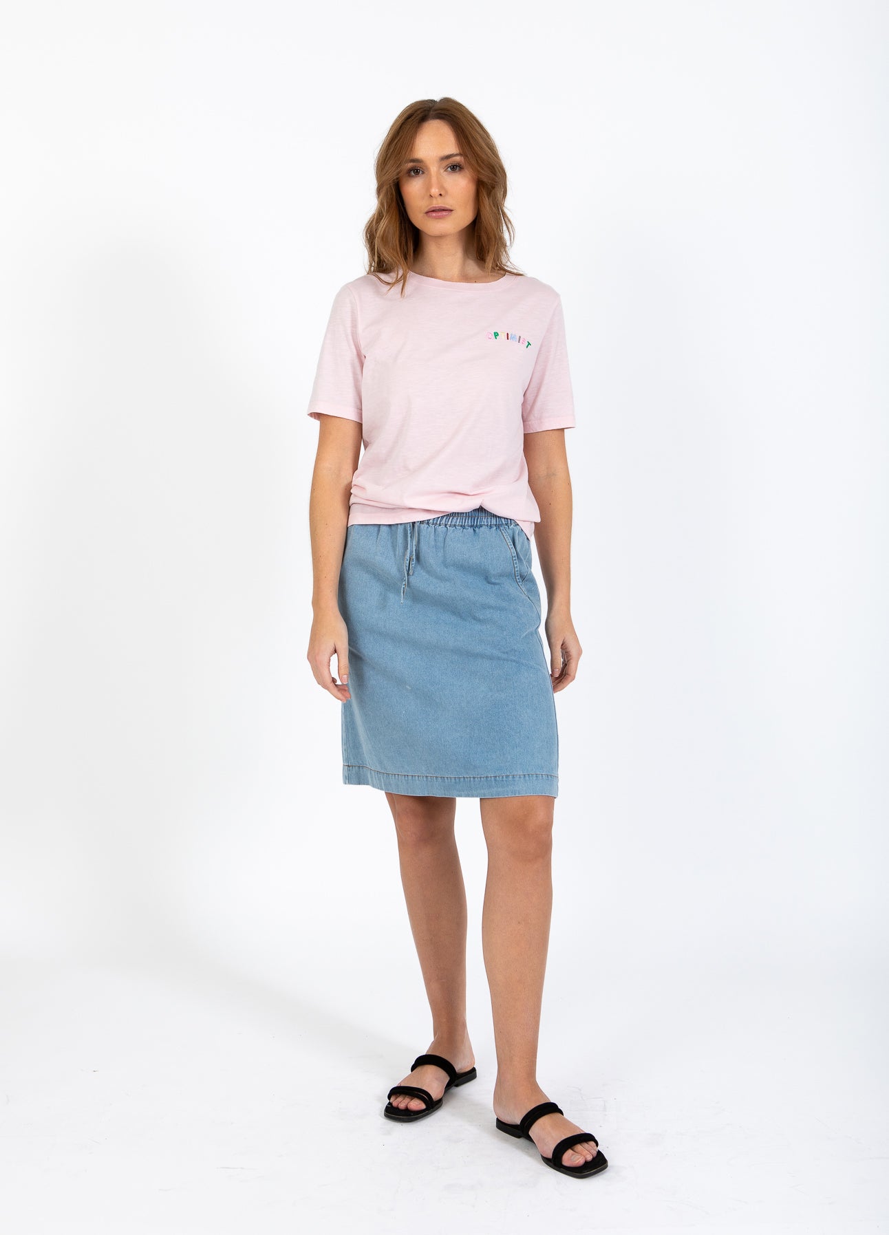 CC HEART OPTIMIST TEE - MIDI ÆRME - Daisy Pink