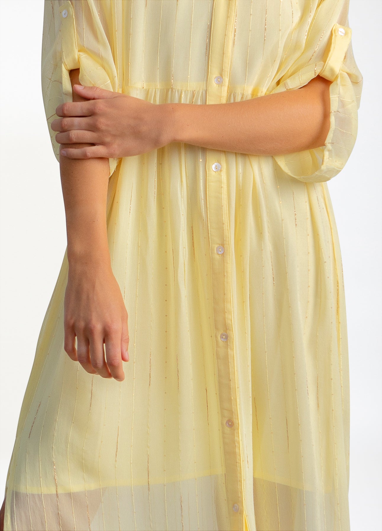 KJOLE I GULD LUREX - Butter yellow/gold lurex