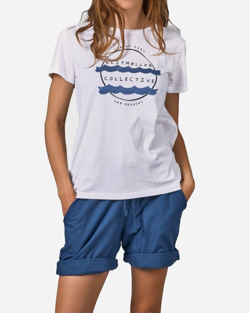 Mette Tee - White/Petrol Udsalg