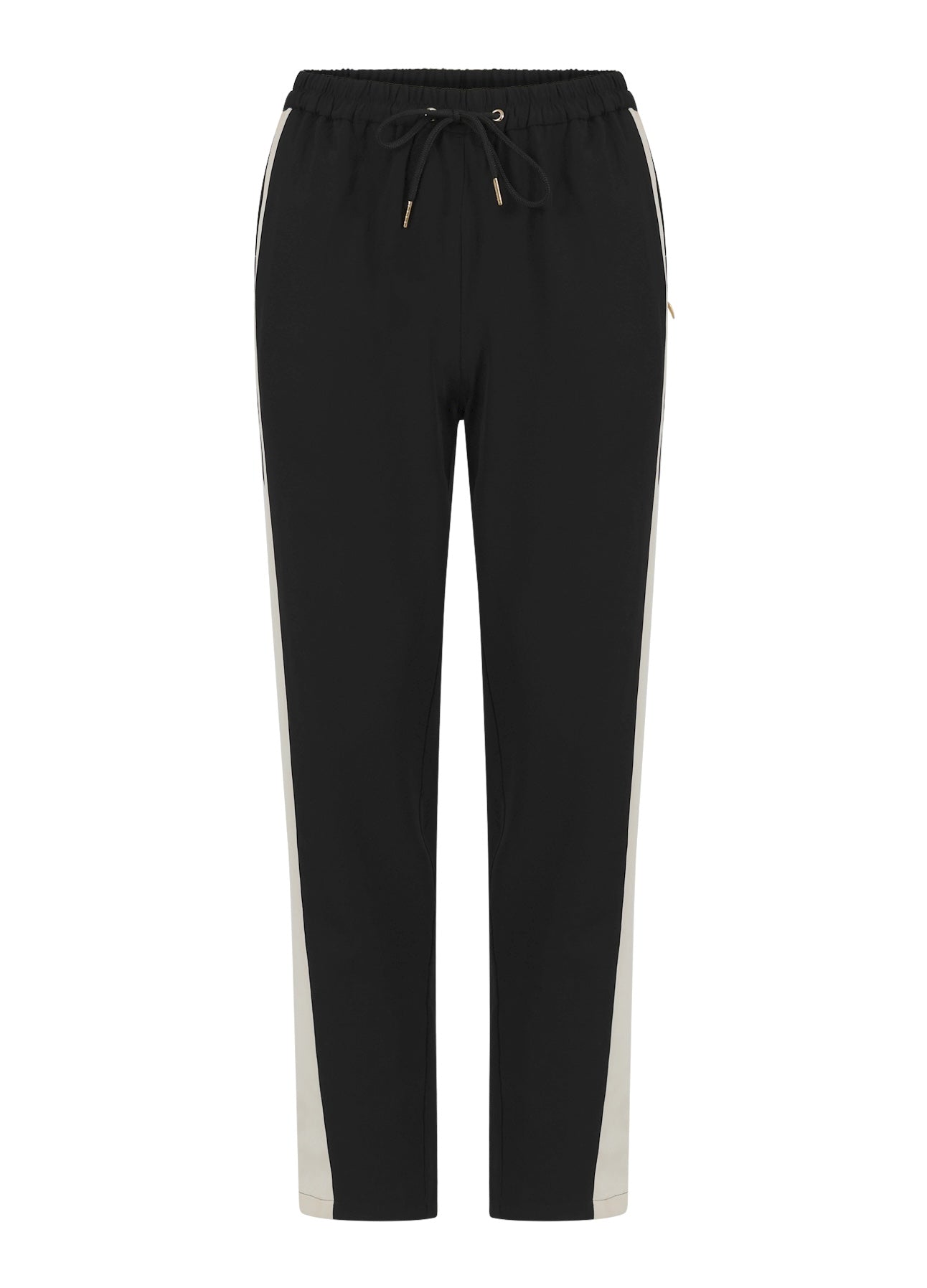 SPORTY BUKSER MED SIDELÆG - SILLE FIT - Creme / black