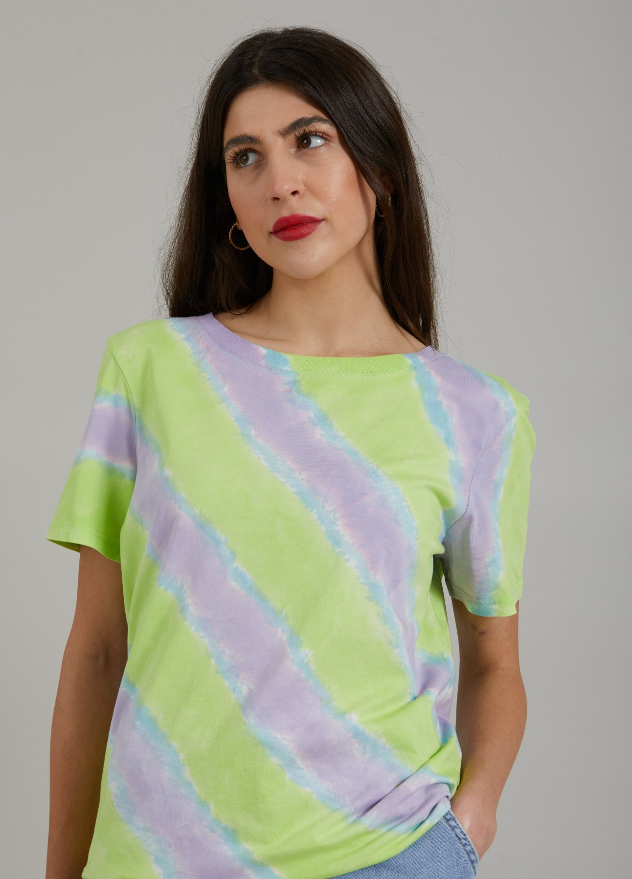 T-SHIRT M. DIP DYE PRINT - Faded stripe print
