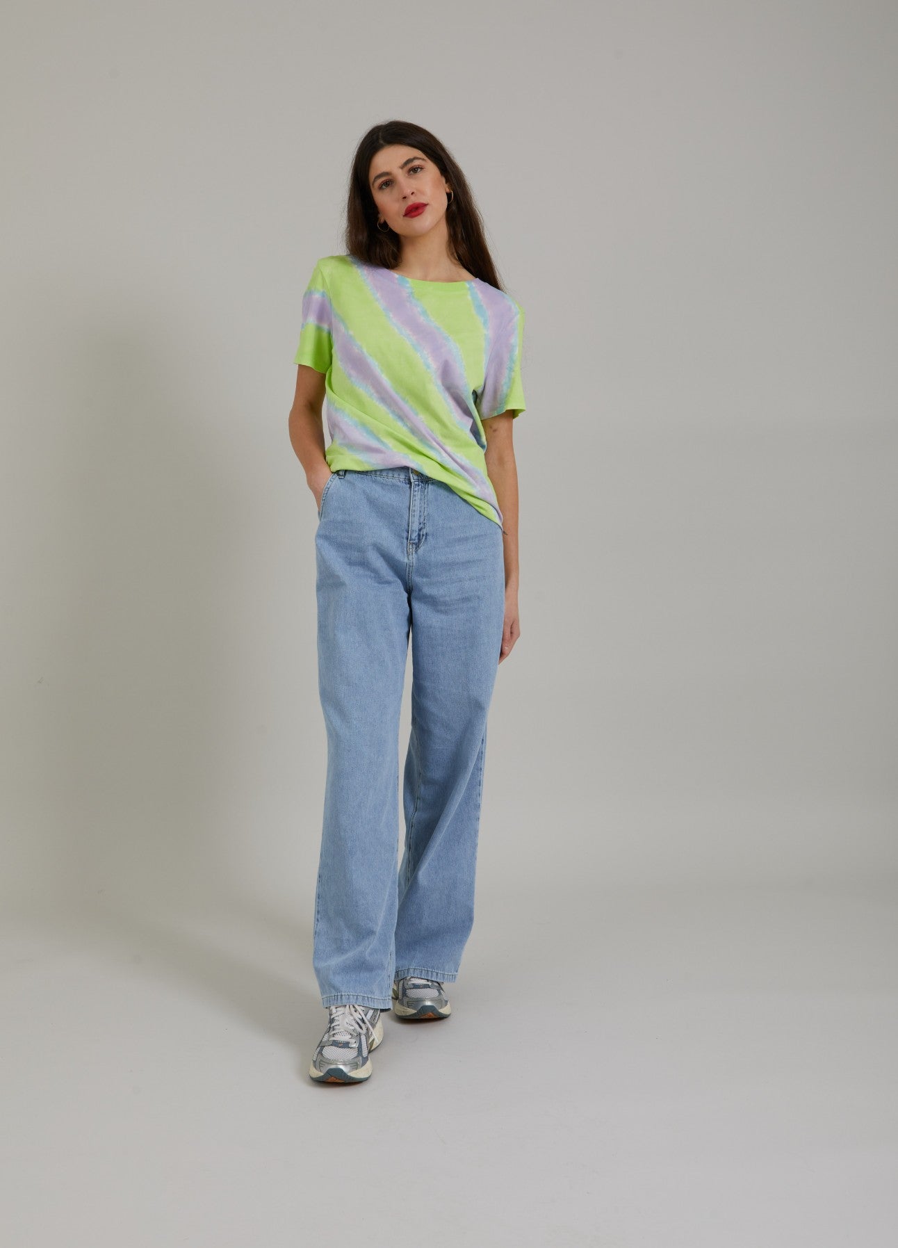 T-SHIRT M. DIP DYE PRINT - Faded stripe print