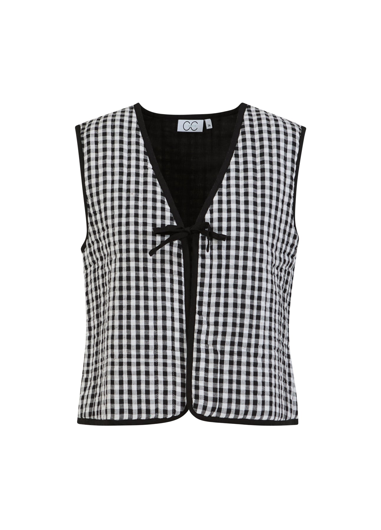 CC HEART ALENA QUILTET VEST - Black/white check på udsalg