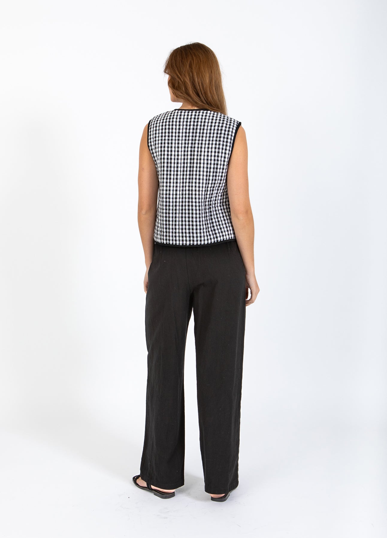 CC HEART ALENA QUILTET VEST - Black/white check på udsalg
