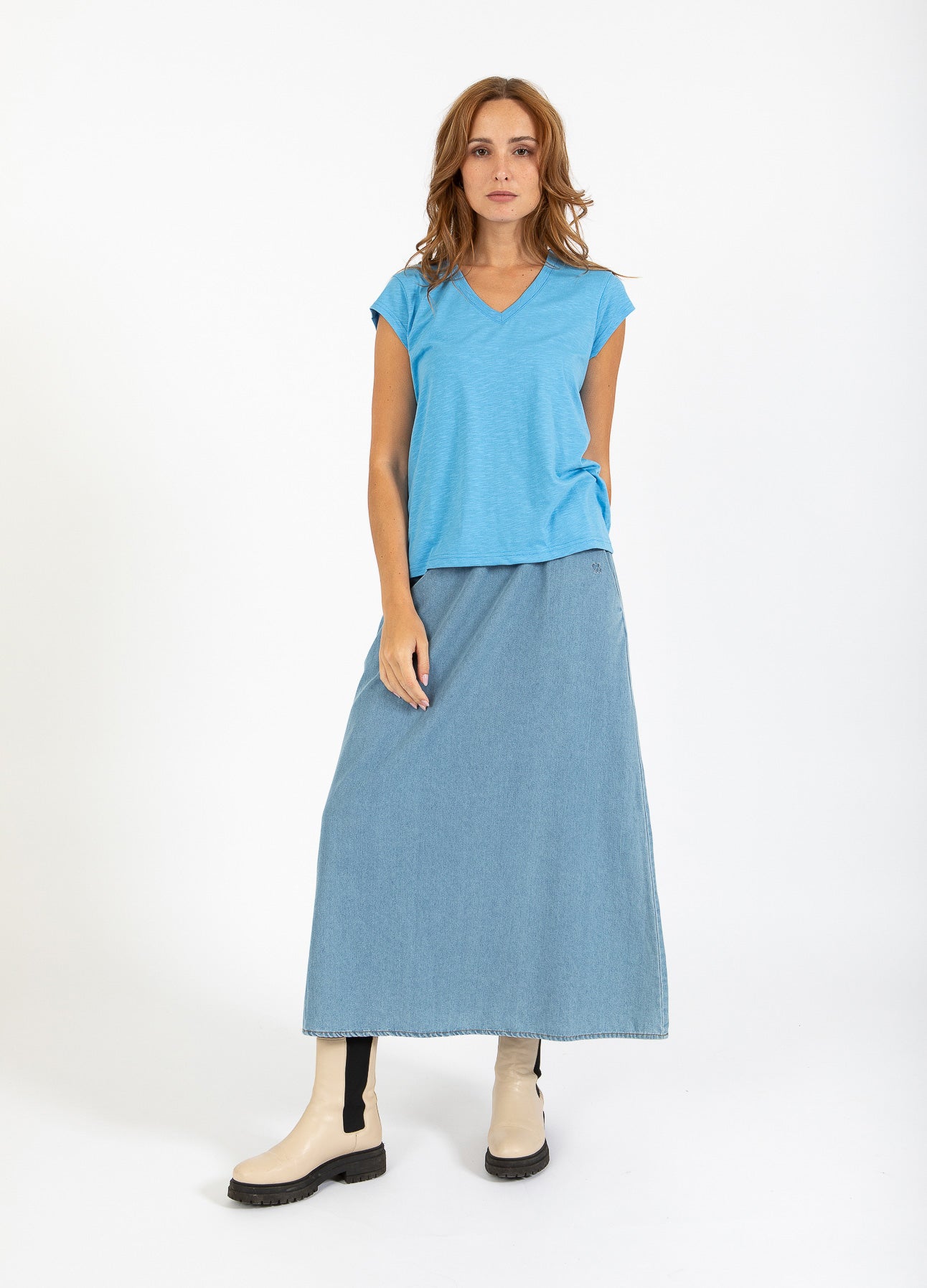 CC HEART V-HALS T-SHIRT - Storm blue