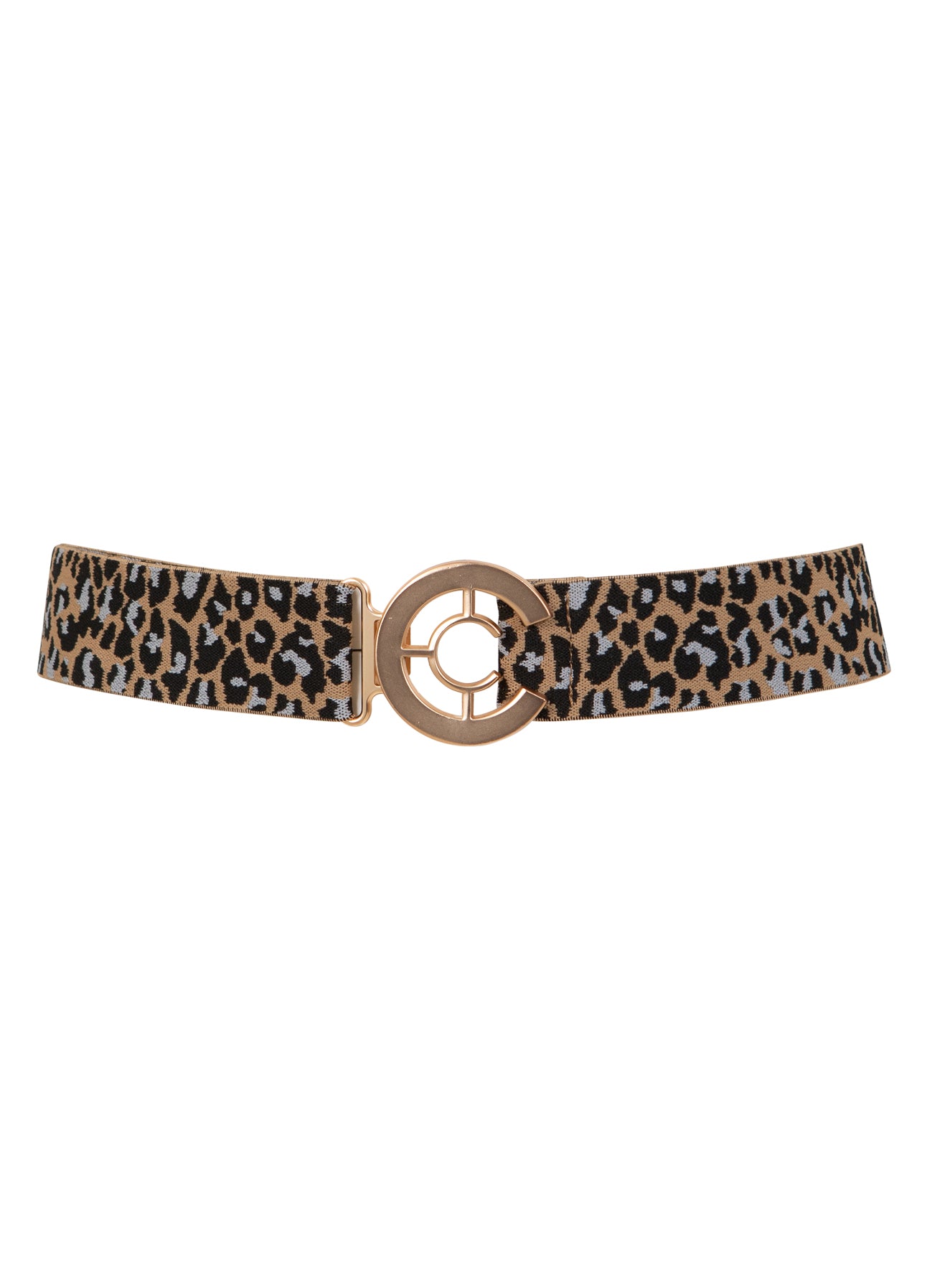 LOGO BÆLTE MED TRYK - Leo print sand - 277 (gold buckle) Rabat