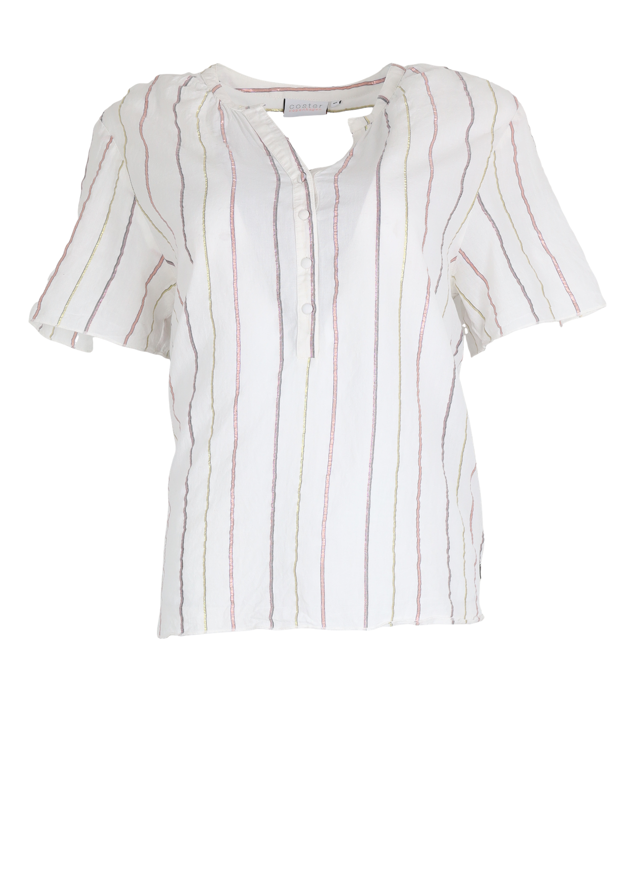 PRE-LOVED BLUSE M. V-HALS OG KNAPPER - Desert Sand