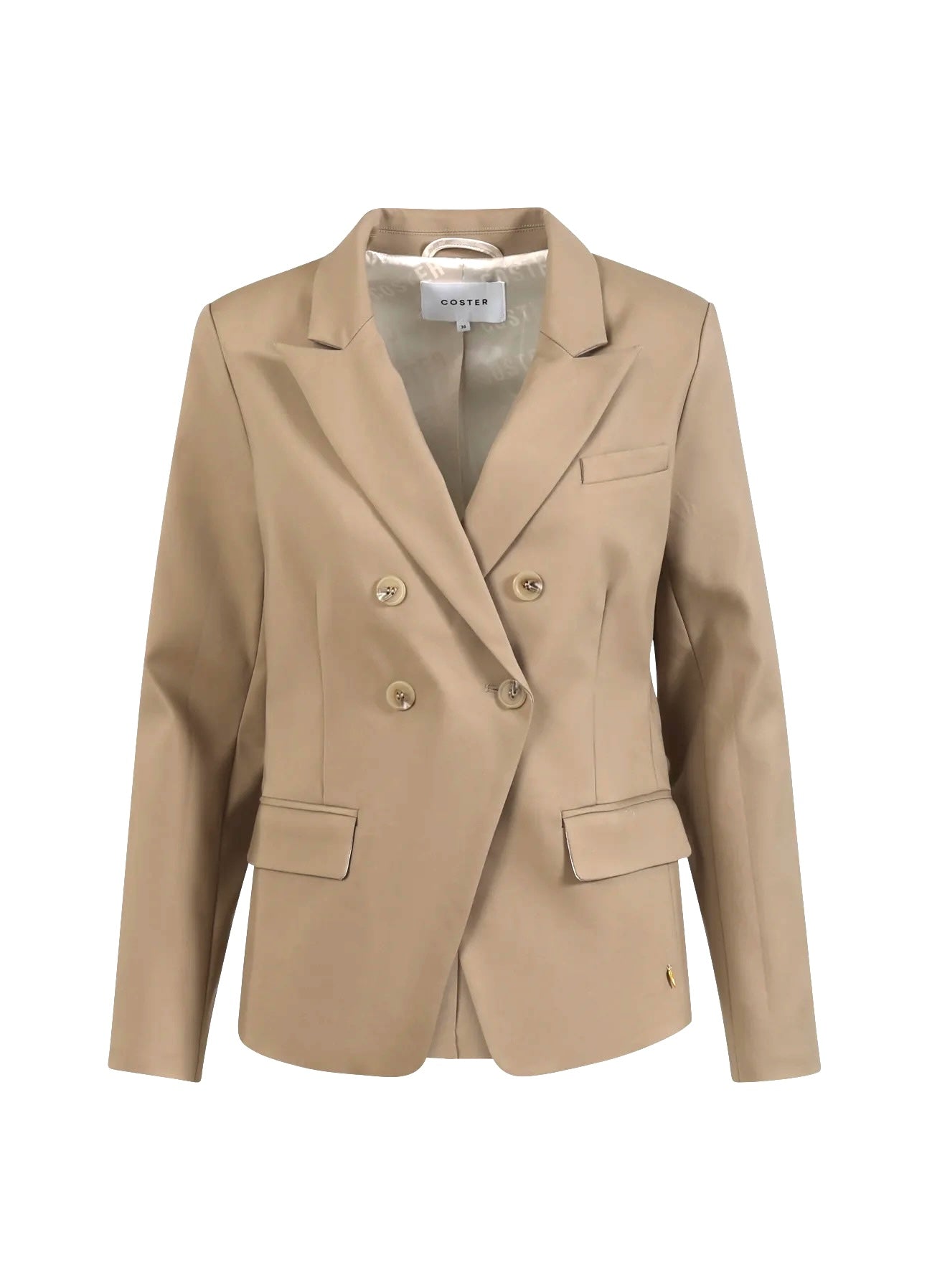 DOBBELTRADET BLAZER MED PRAKTISKE DETALJER - Desert sand