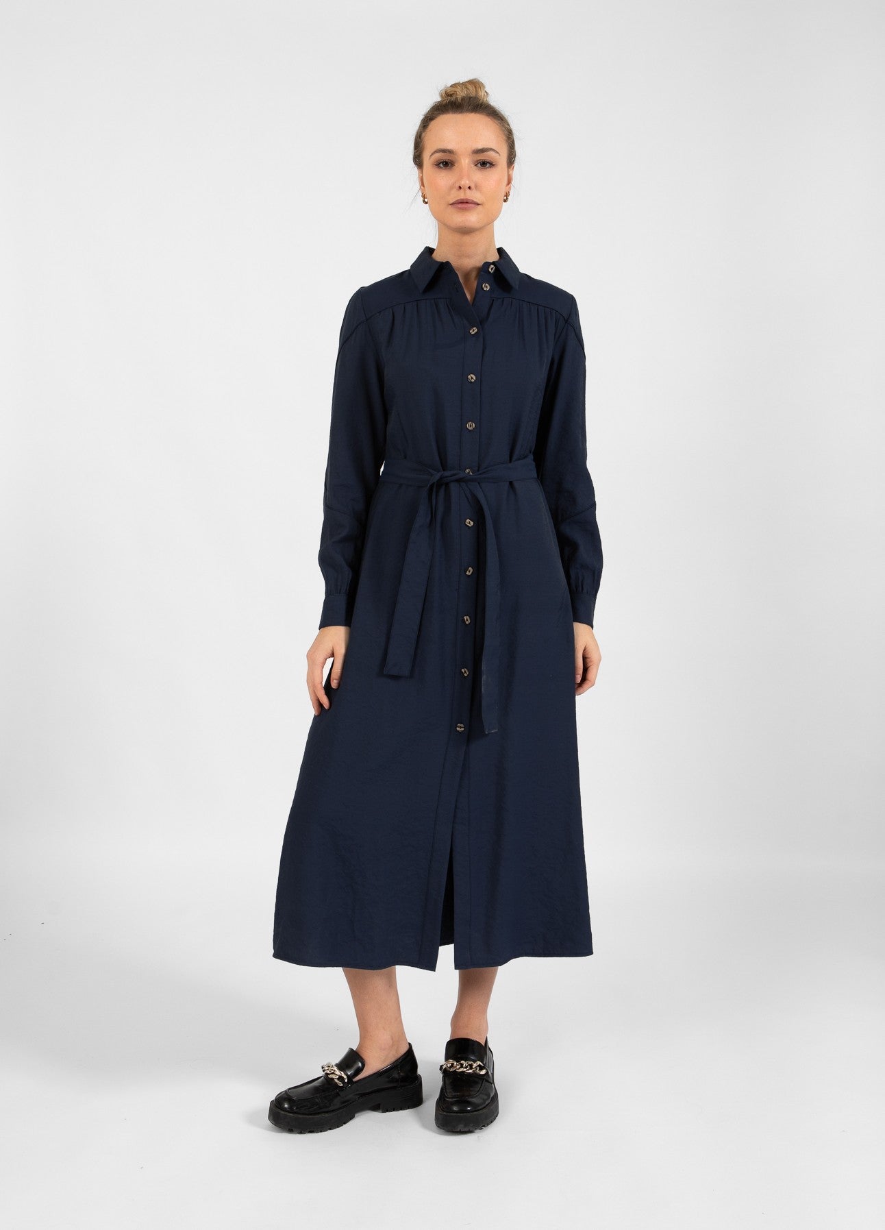 KJOLE MED BÆLTE - Dark blue