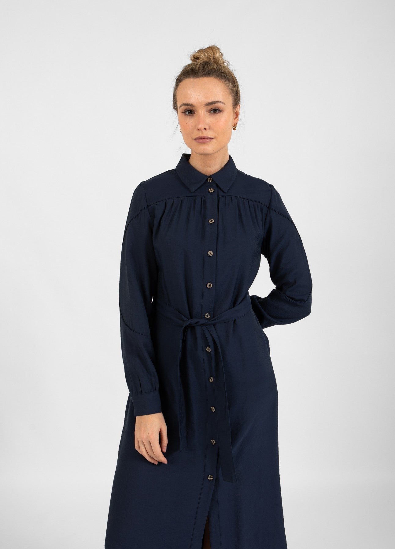 KJOLE MED BÆLTE - Dark blue