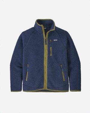 Teens Retro Pile Jacket - Navy/Green Hot på udsalg