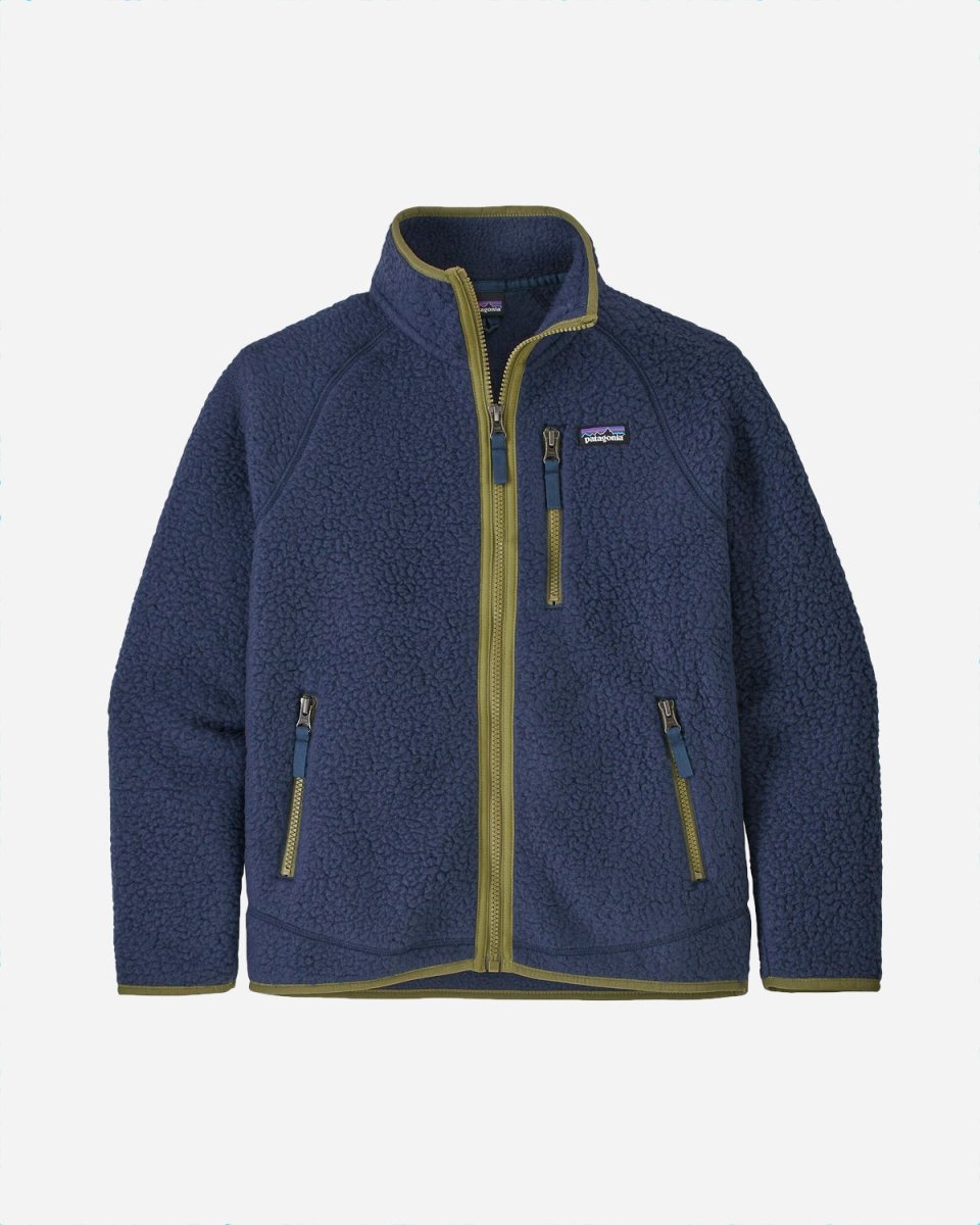 Teens Retro Pile Jacket - Navy/Green Hot på udsalg