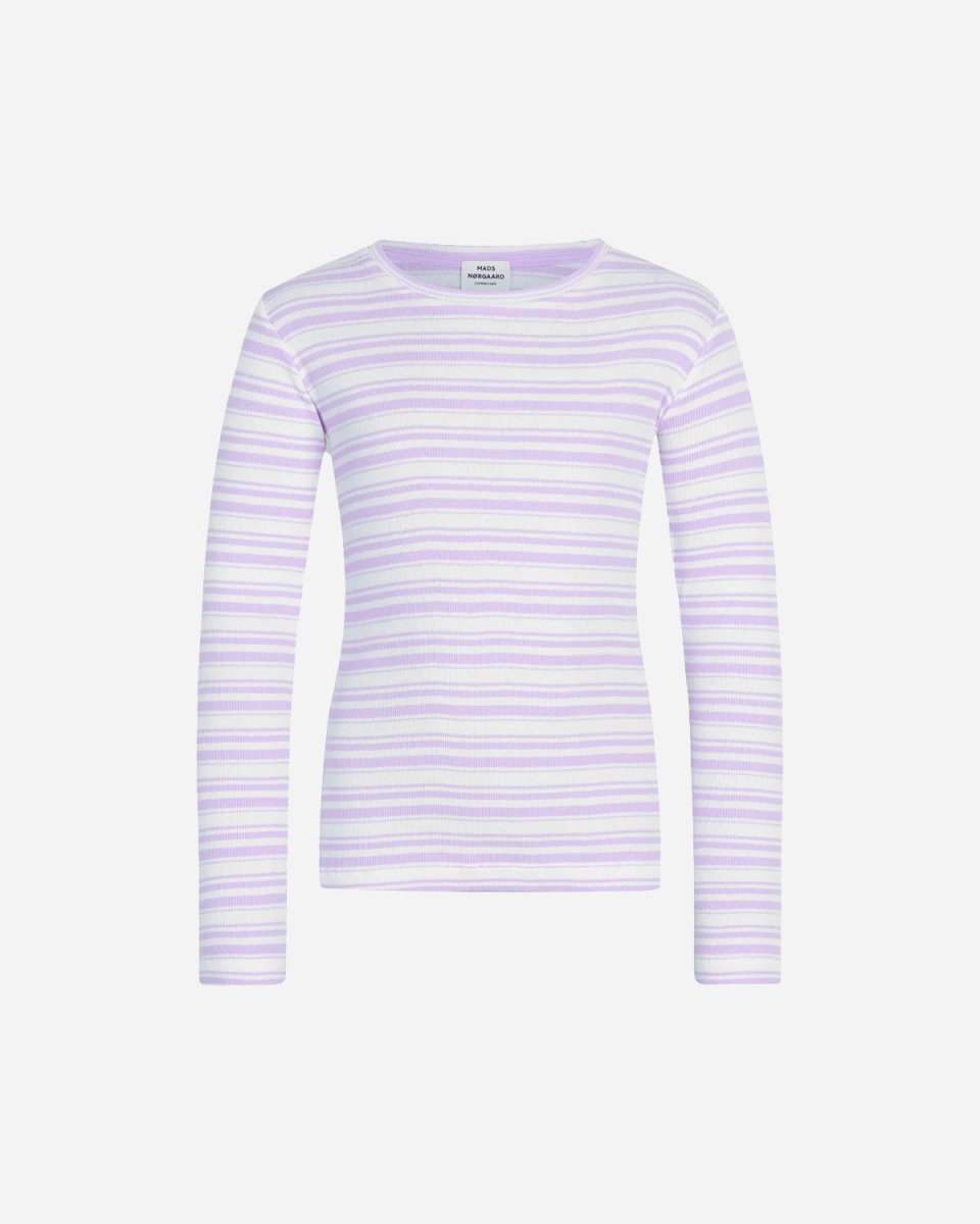 2x2 Cotton Stripe Talino Top - White Alyssum/Lavendula