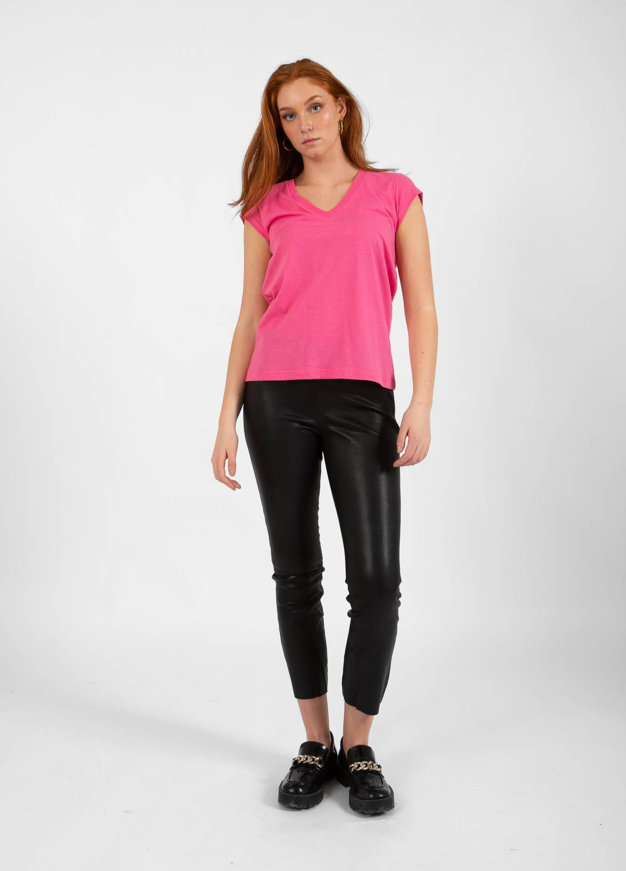 CC HEART V-HALS T-SHIRT - Clear pink